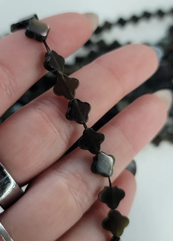 Ice Obsidian Clover Beads