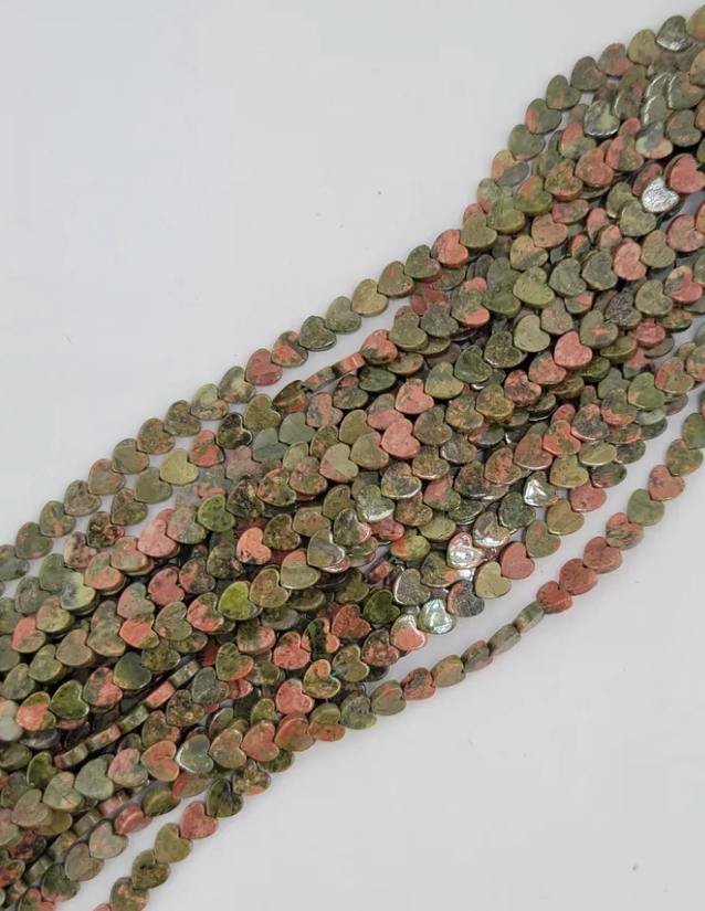 Unakite Heart Beads
