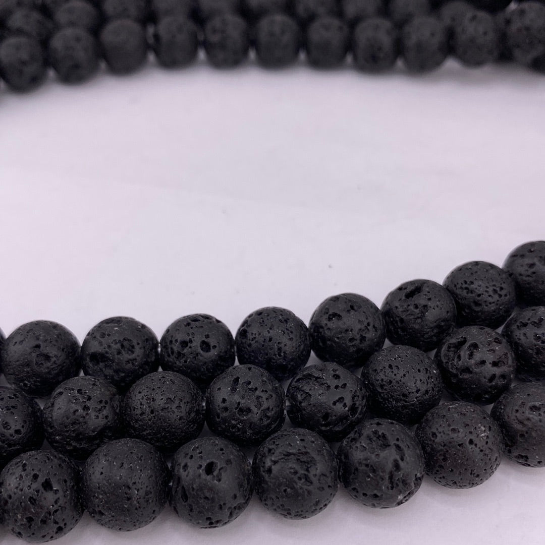 Wide Hole Lava Beads
