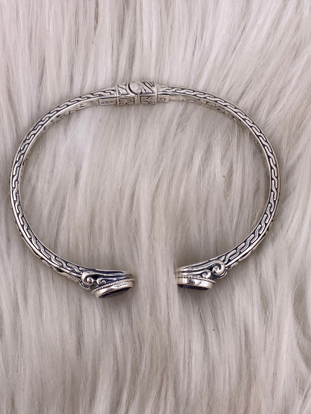 Sterling silver amethyst cuff bangle available at wholesale and retail prices, only at our crystal shop in San Diego!