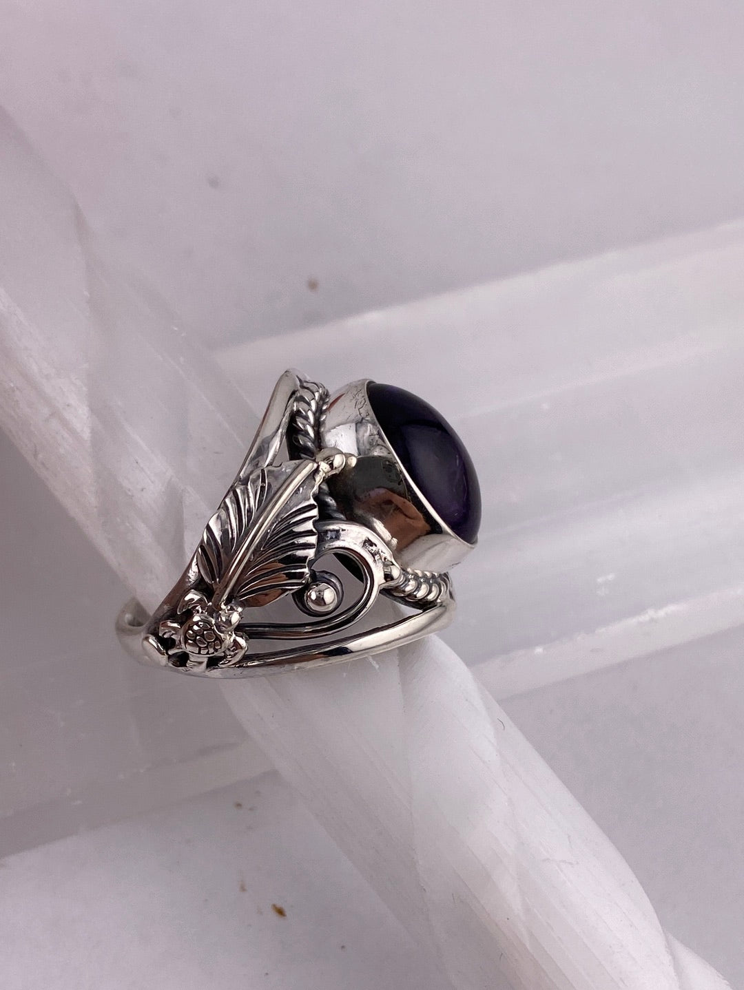 Sterling silver Shlomo amethyst designer ring available at wholesale and retail prices, only at our crystal shop in San Diego!
