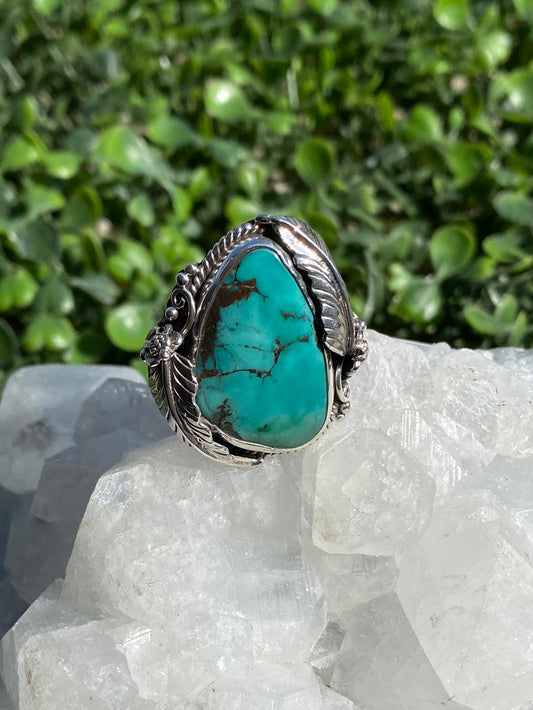 Sterling silver turquoise ring designed by Shlomo available at wholesale and retail prices, only at our crystal shop in San Diego!