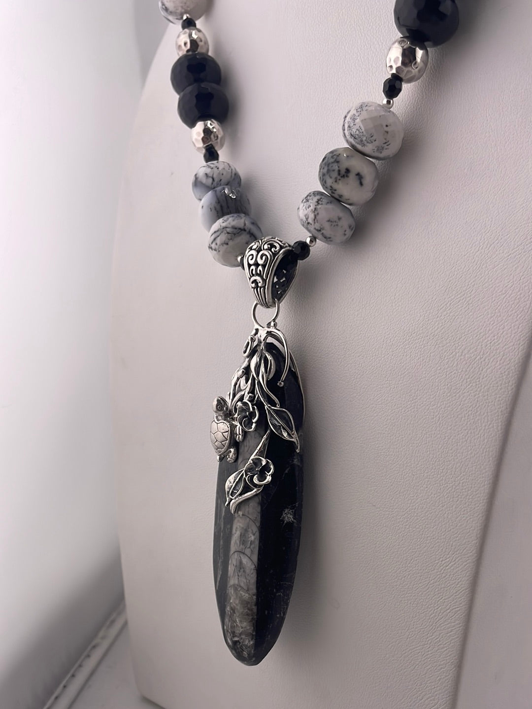 S.S. Shlomo Orthoceras and Dendritic Opal Necklaces