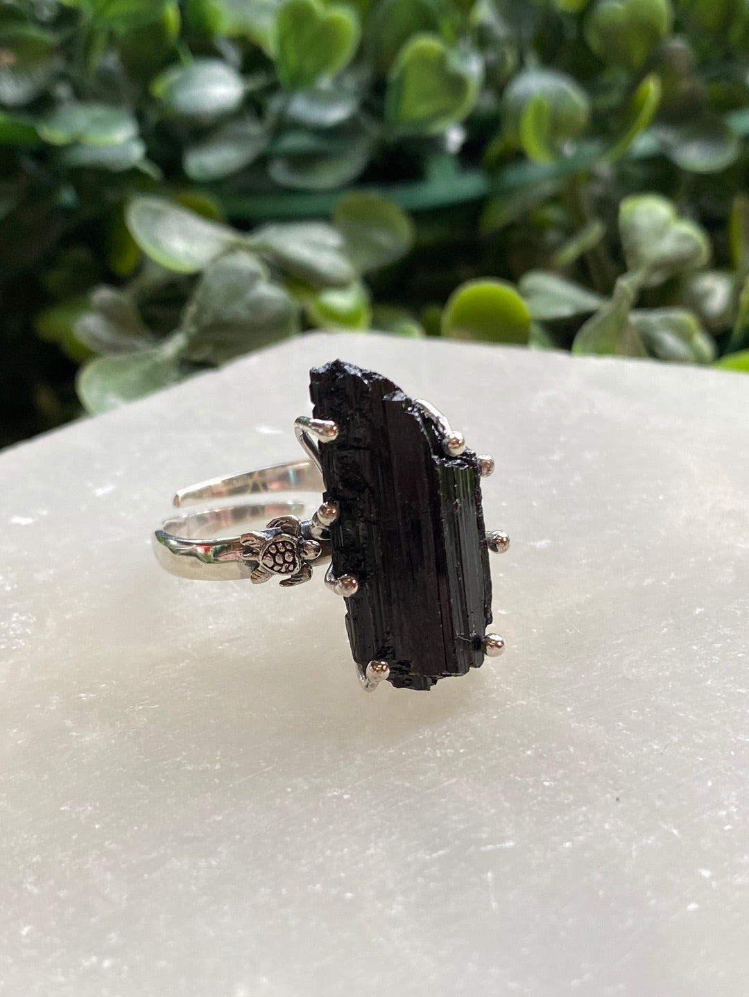 S.S. Shlomo Raw Black Tourmaline Adjustable Rings