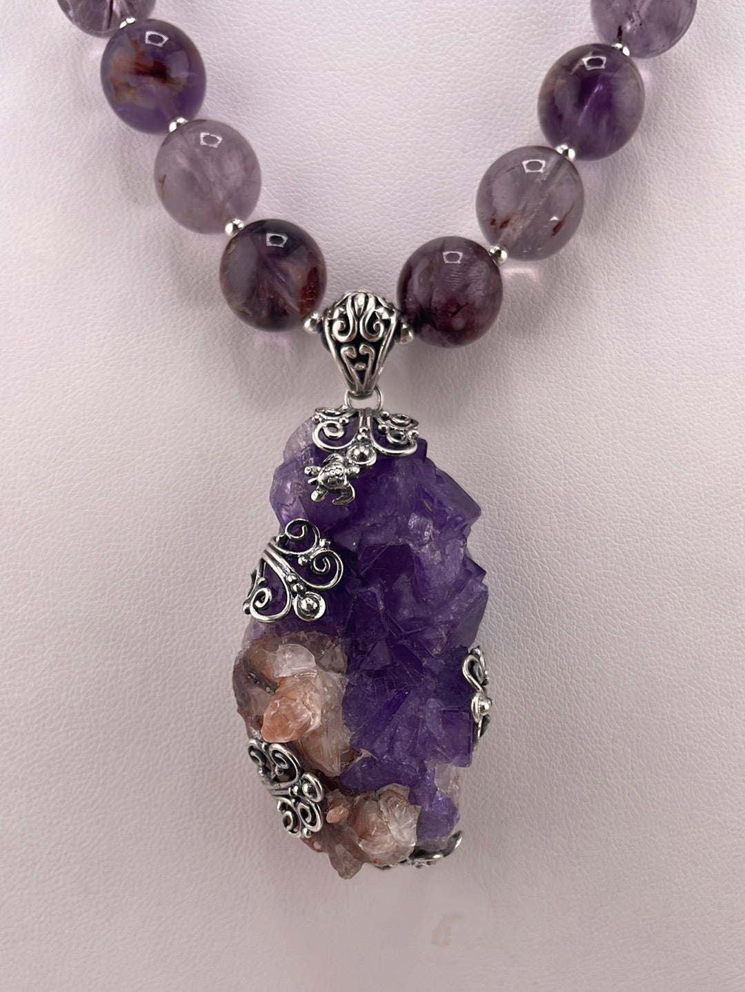 S.S. Shlomo Raw Fluorite and Super 7 Necklace