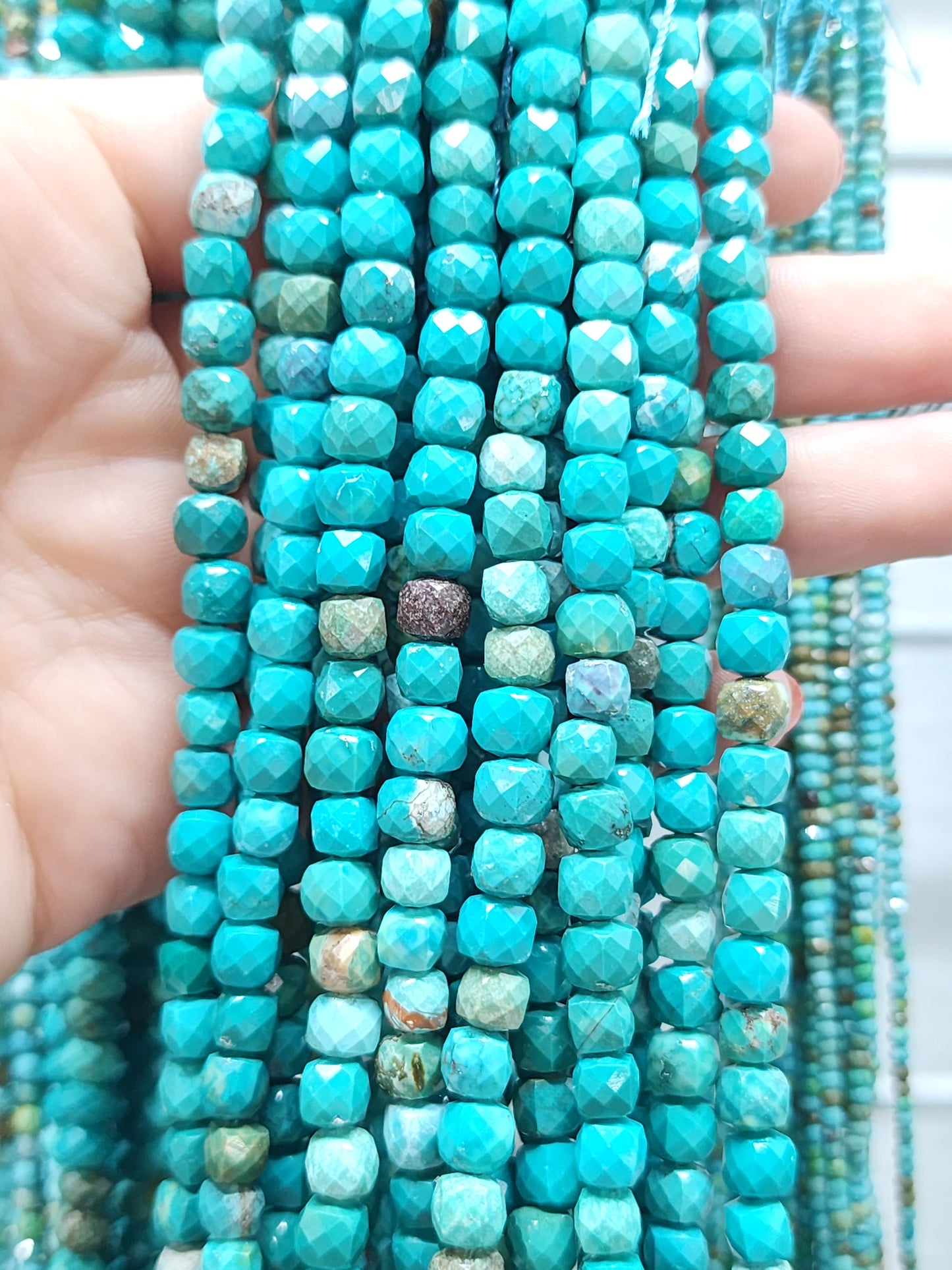 Faceted Turquoise Cube Beads
