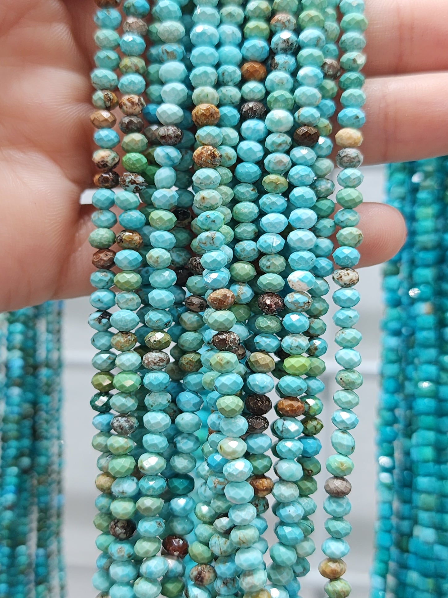 Facted Turquoise Rondelle Beads