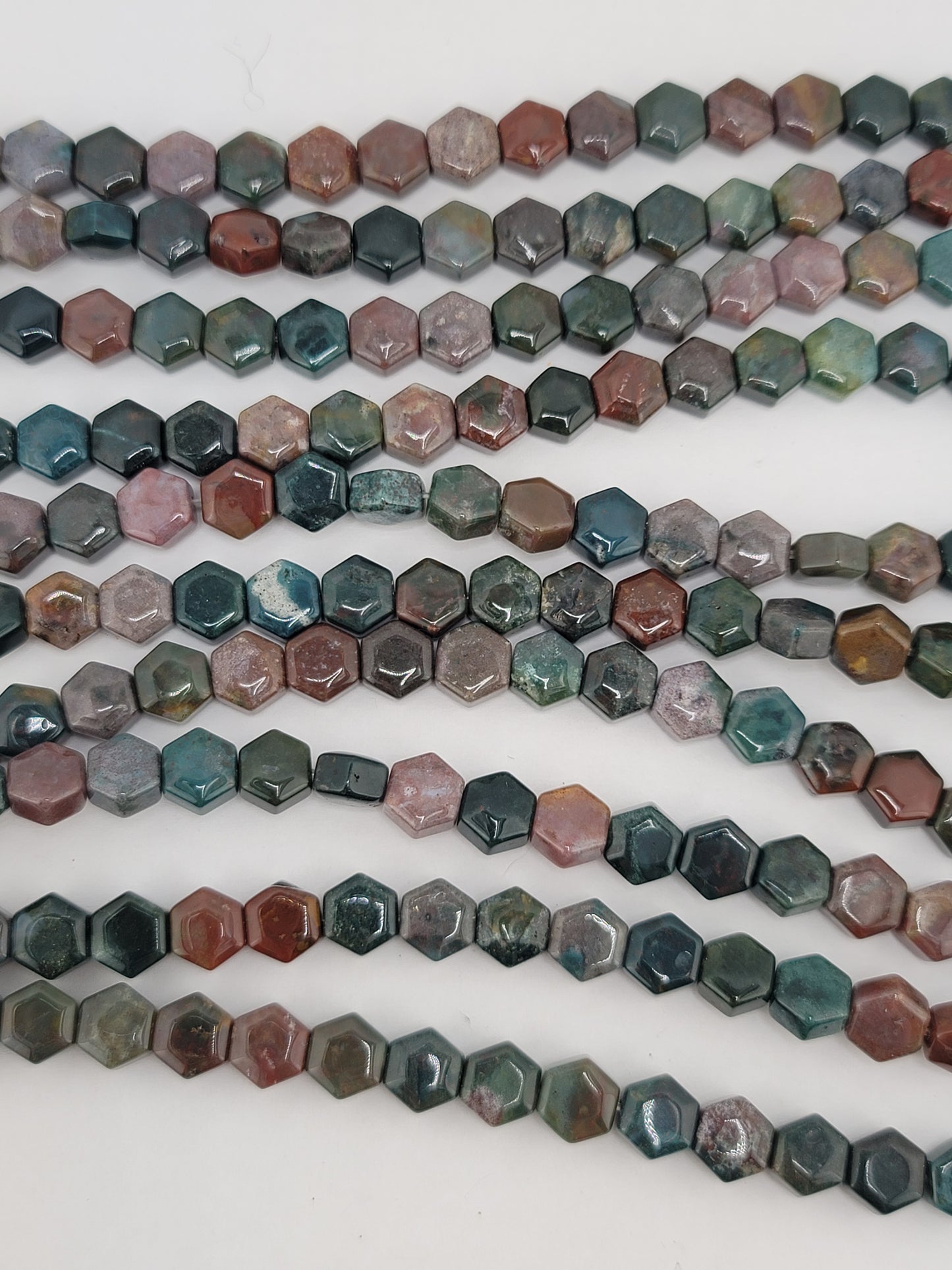 Indian Agate Hexagon Beads