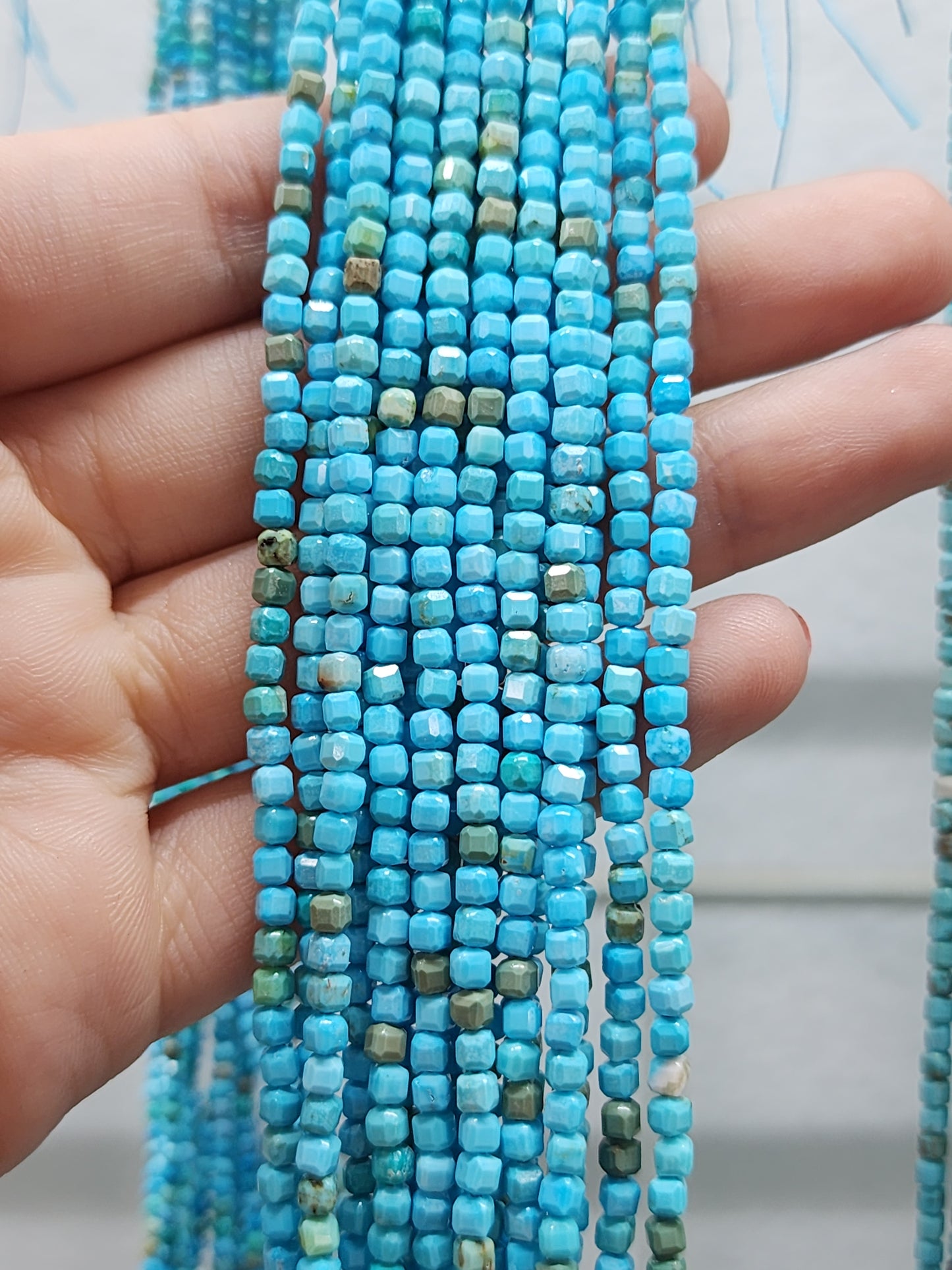 Faceted Turquoise Cube Beads