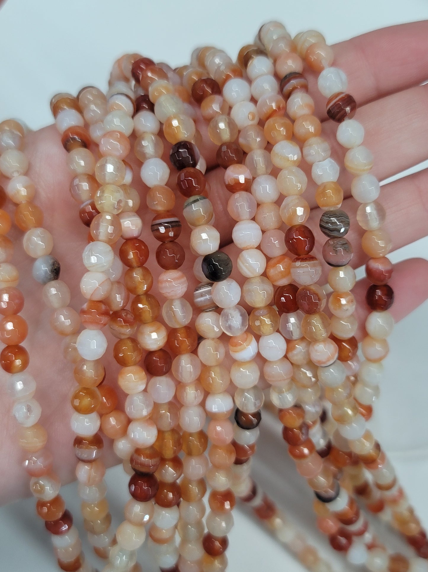 Faceted Orange Chalcedony Beads