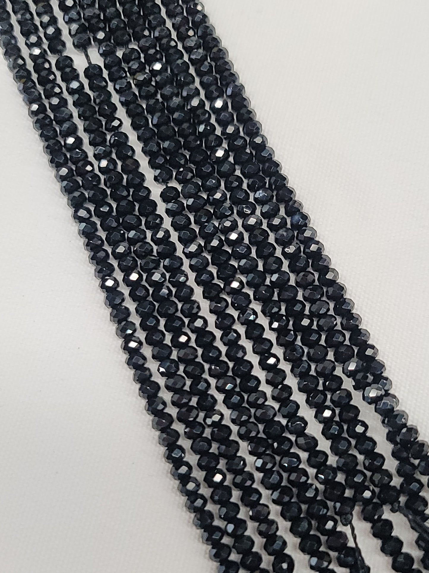 Faceted Black Onyx Rondelle Beads