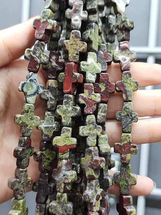 Dragon Bloodstone Cross Beads