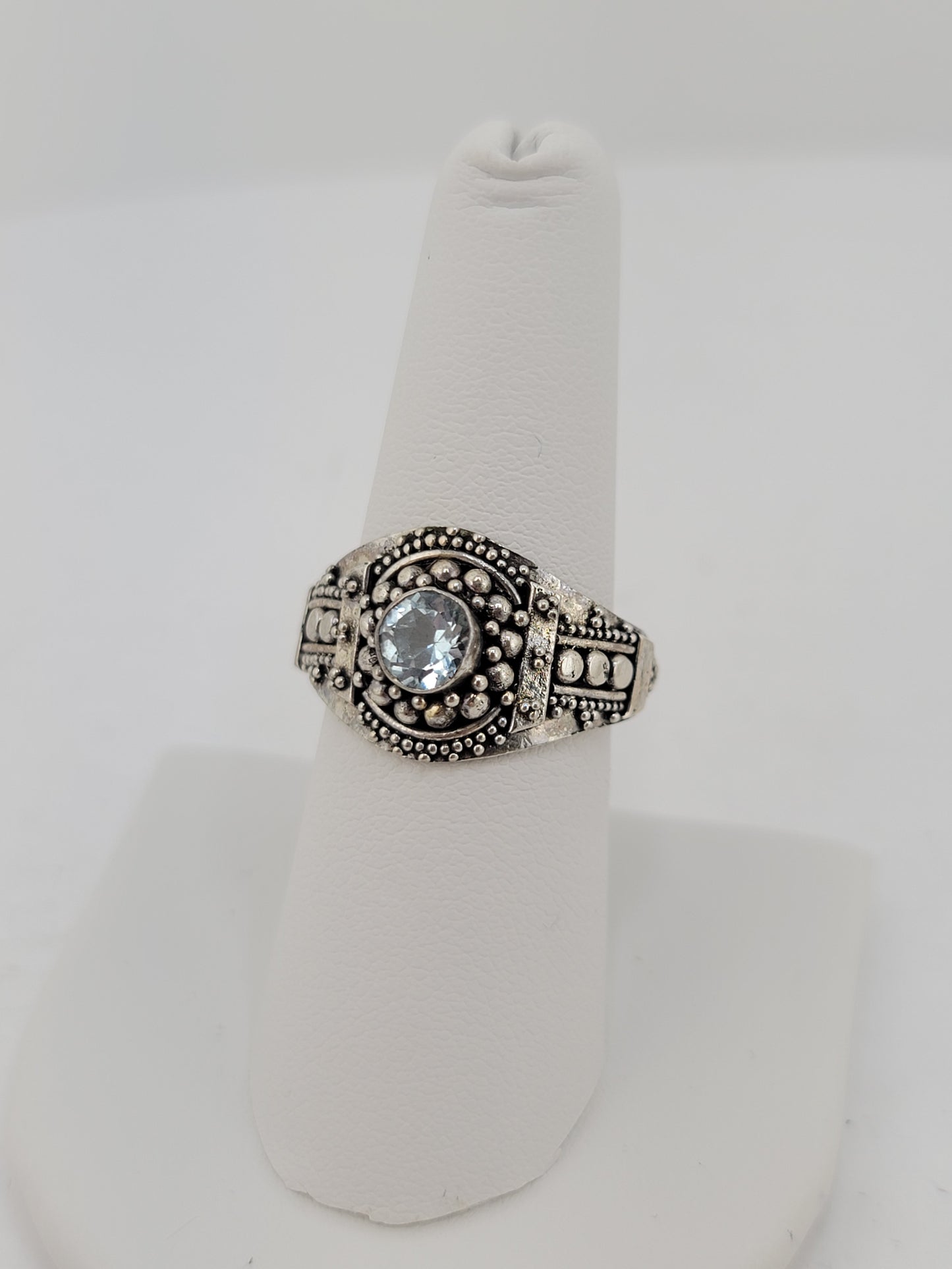 S.S. Faceted Blue Topaz Bali Rings