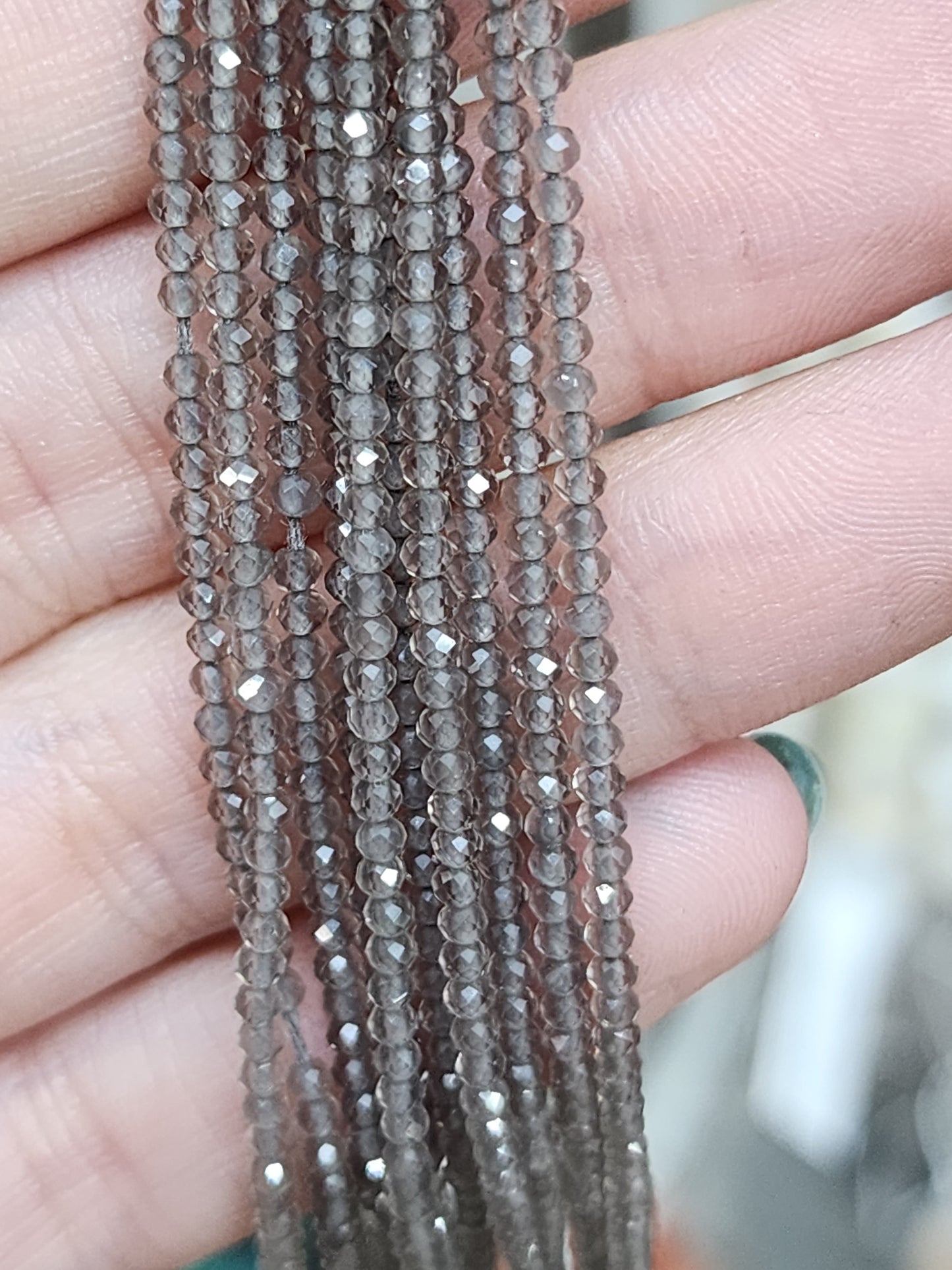 Faceted Grey Moonstone Beads 2mm