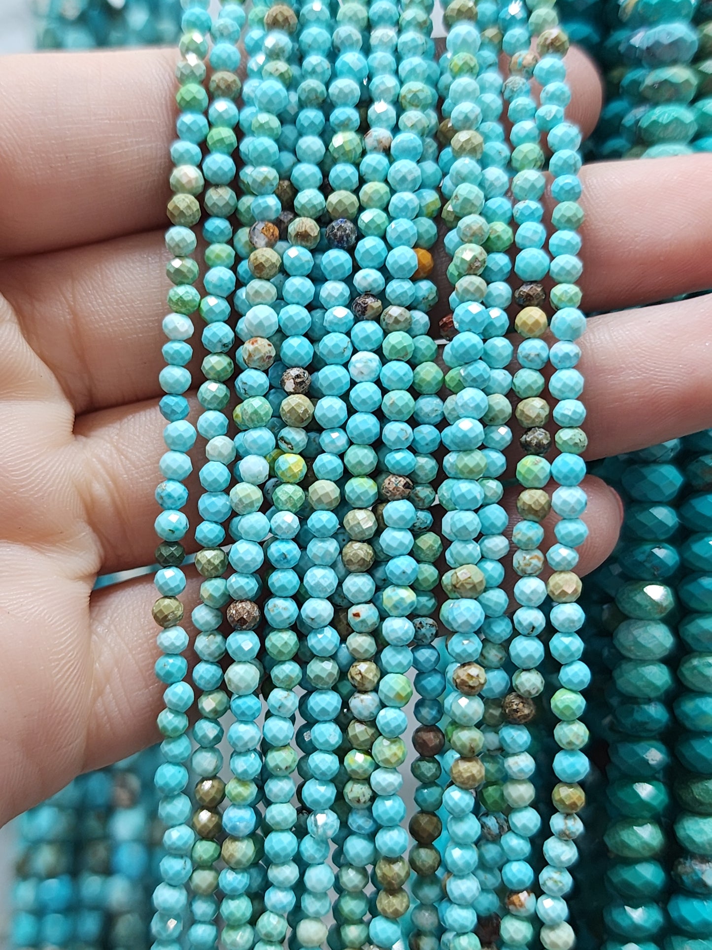 Faceted Turquoise Round Beads