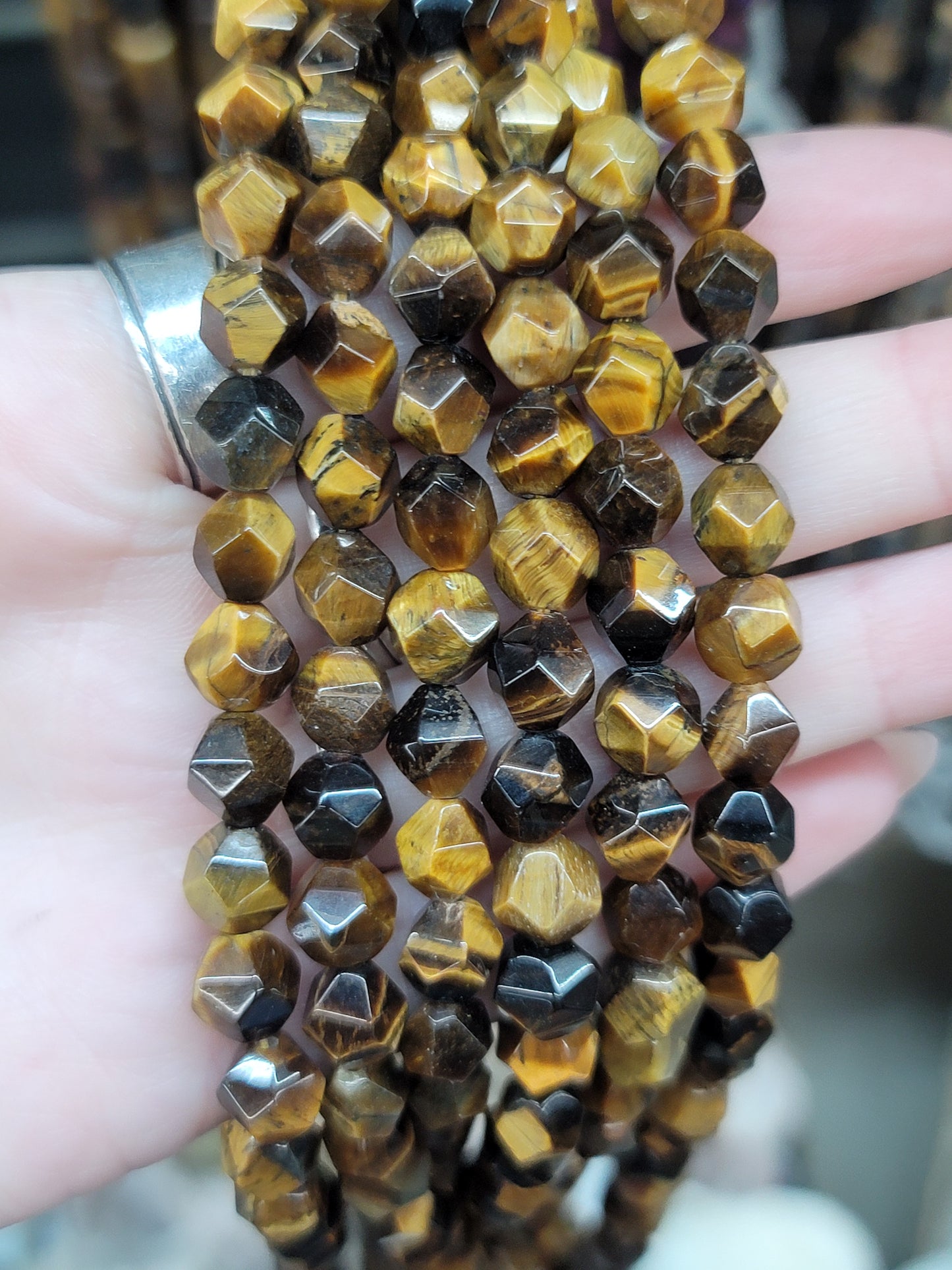 Diamond Cut Tiger Eye Beads