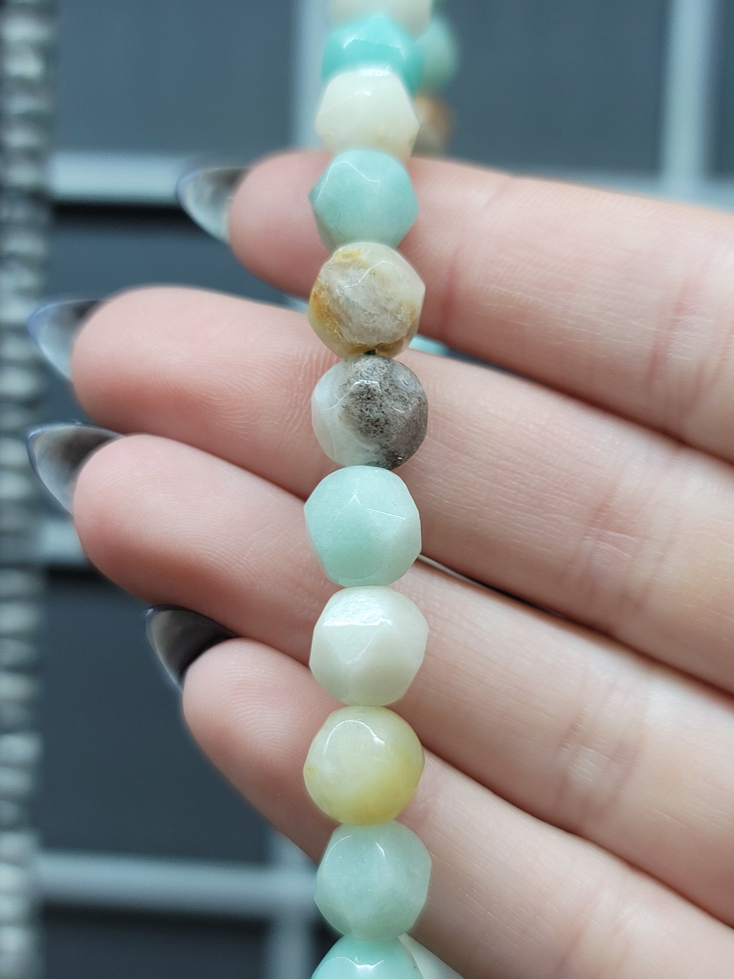 Diamond Cut Amazonite Beads
