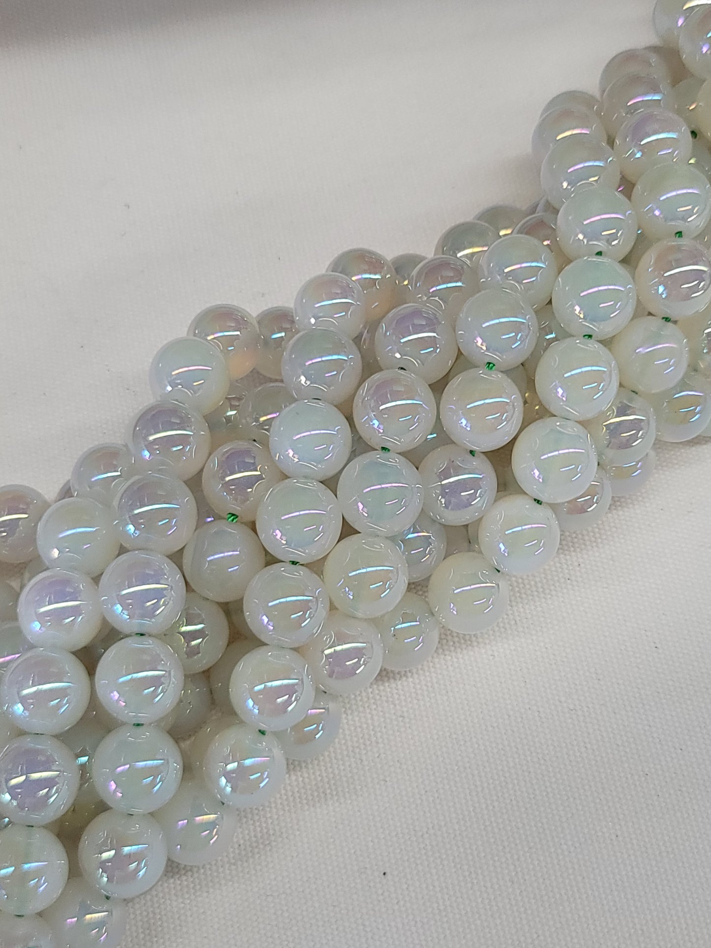 Green-White Jade AB Beads