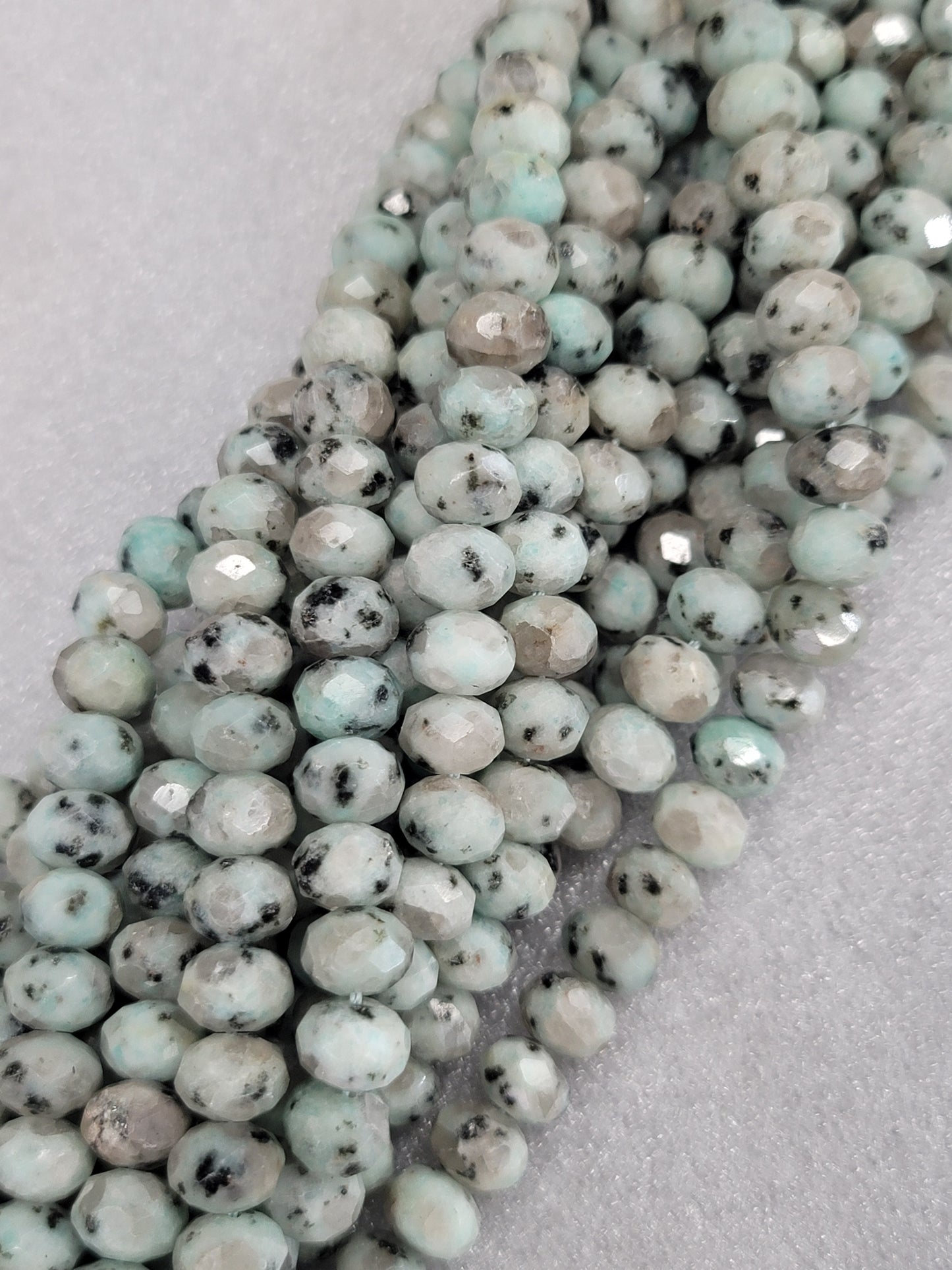 Faceted Kiwi Jasper Rondelle Beads