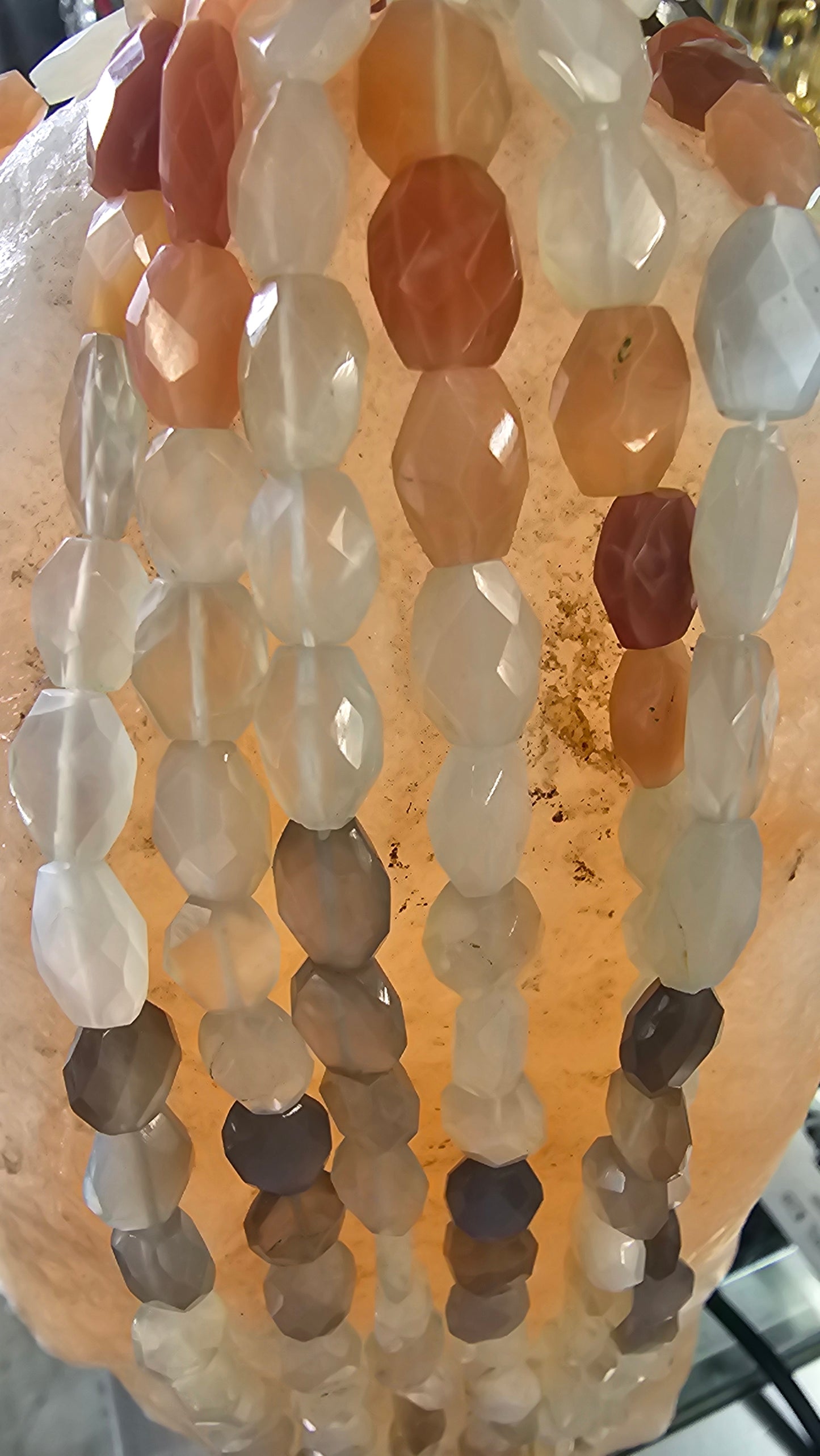 Faceted Oval Multi-Colored Moonstone Beads