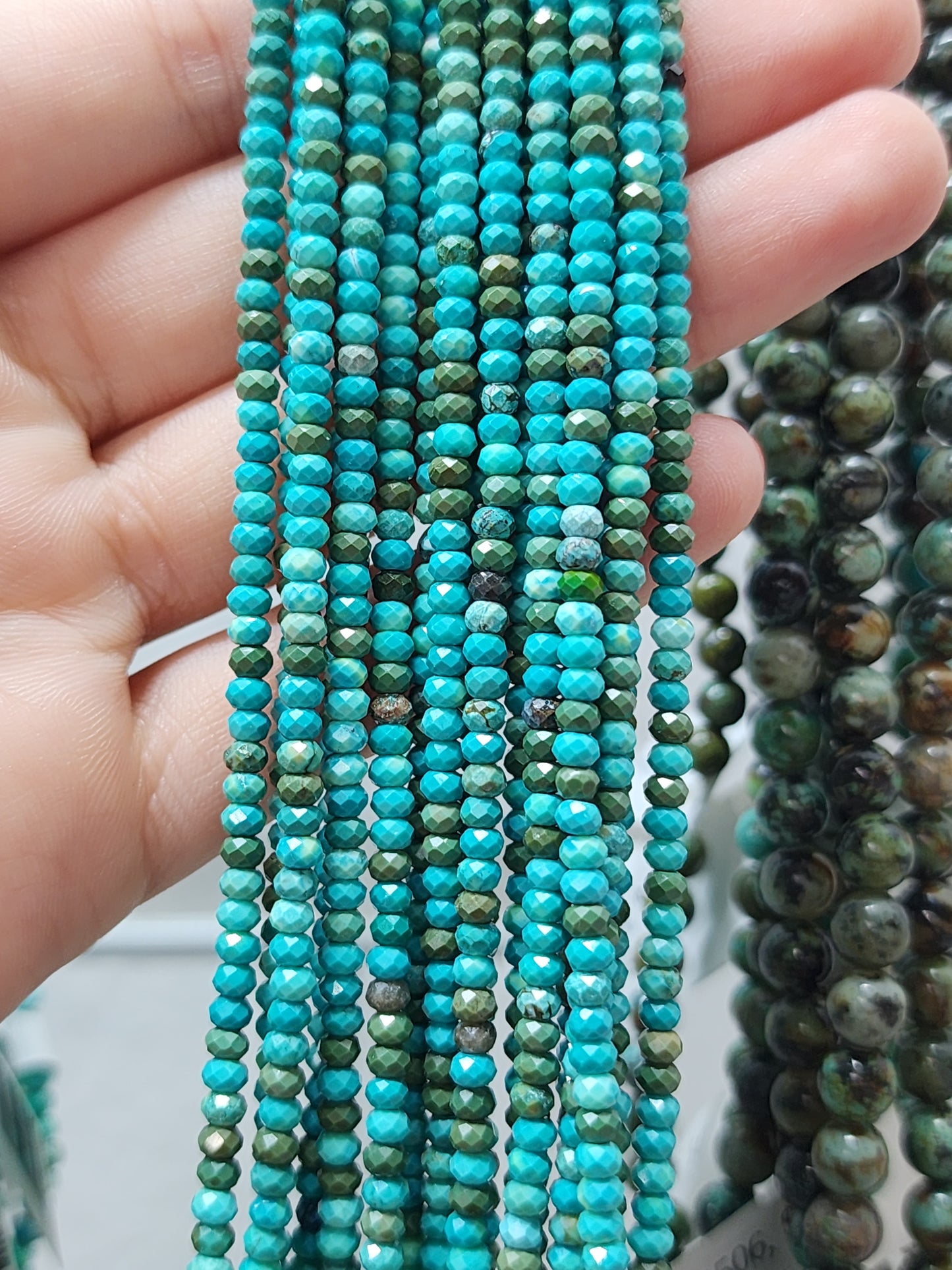 Faceted Turquoise Rondelle Beads