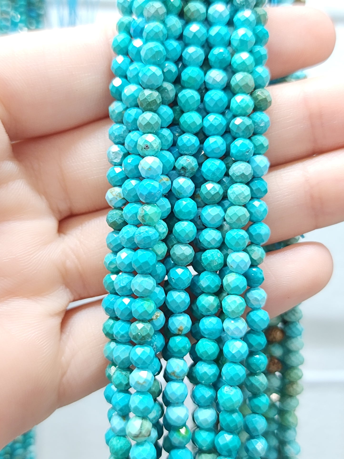 Faceted Turquoise Round Beads