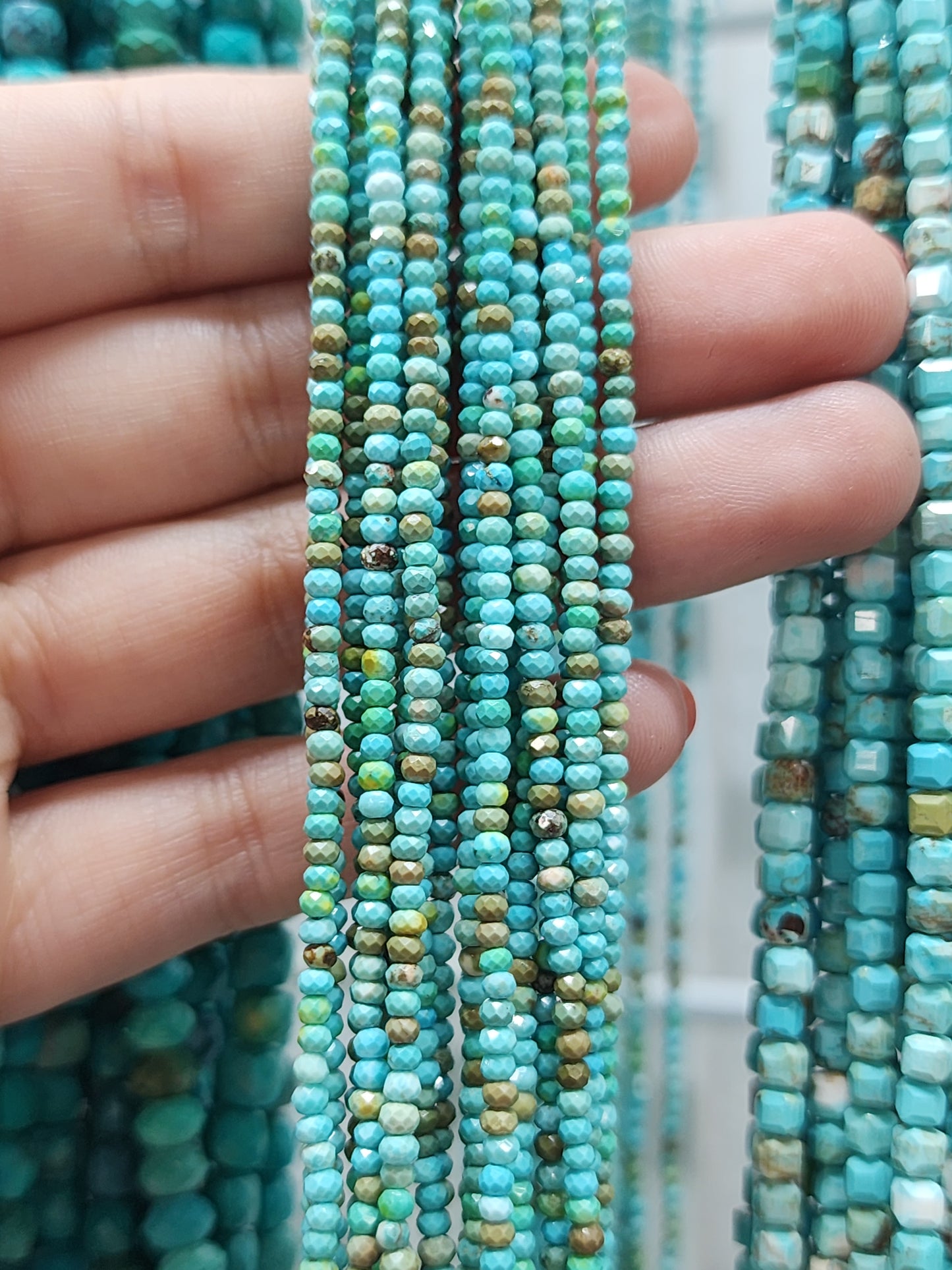 Faceted Turquoise Rondelle Beads