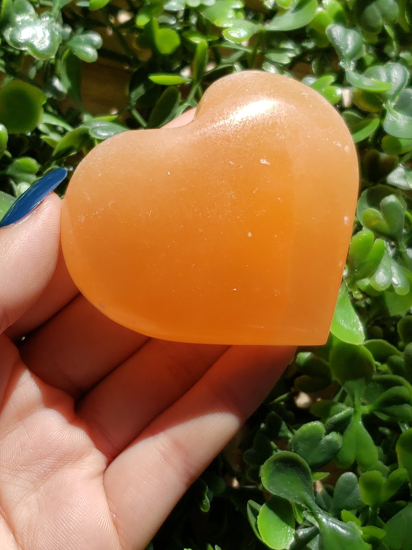 Peach Selenite Hearts 2"