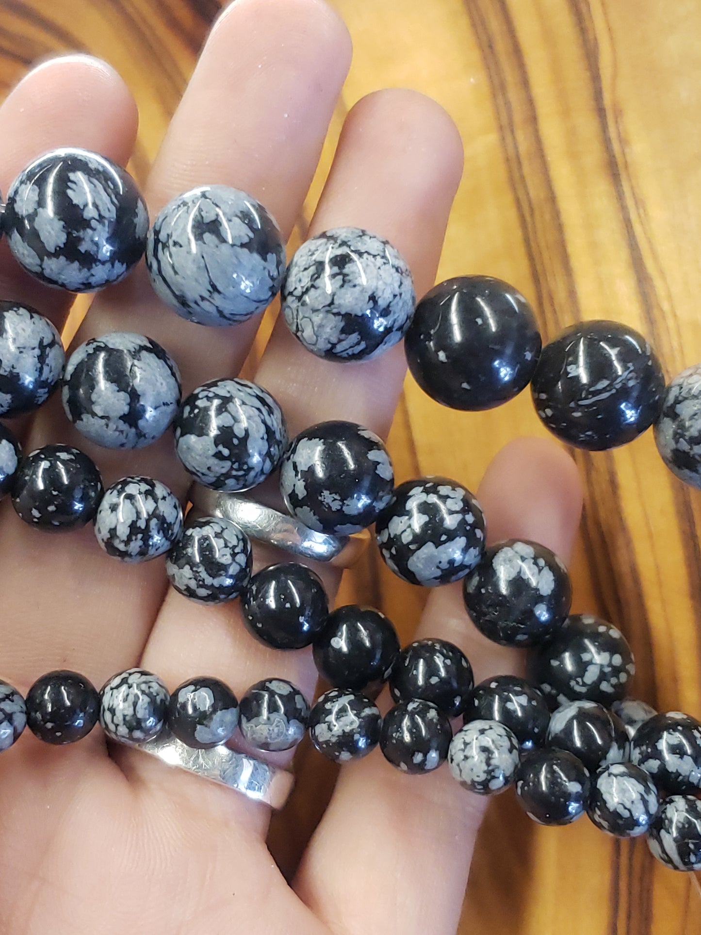 Snowflake Obsidian Beads