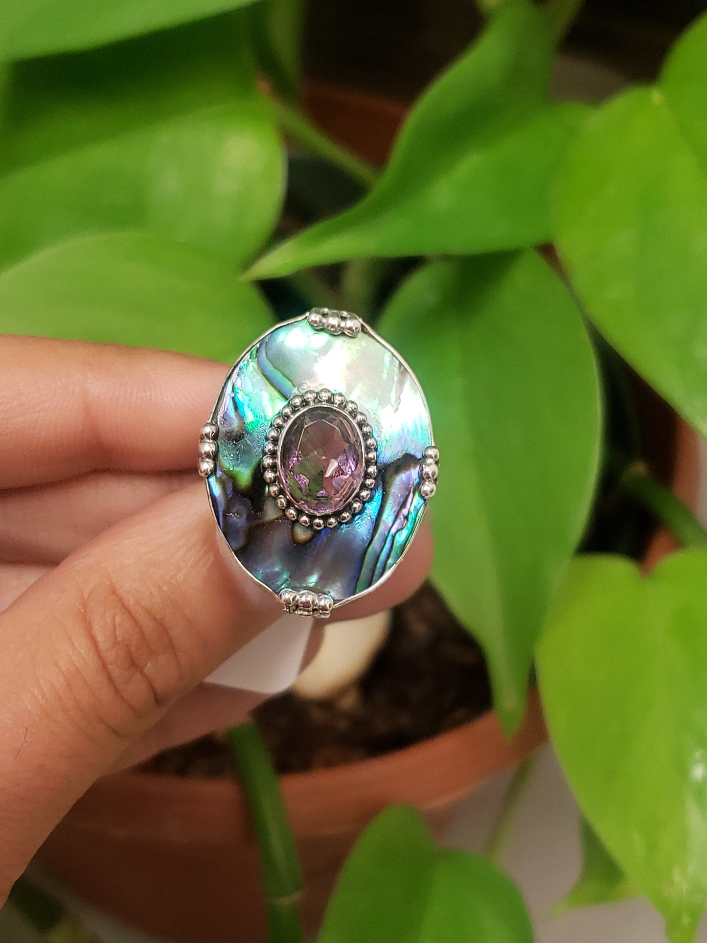 S.S. Amethyst and Abalone Rings