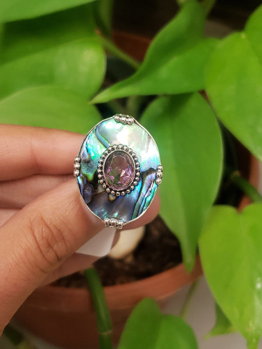 S.S. Amethyst and Abalone Rings