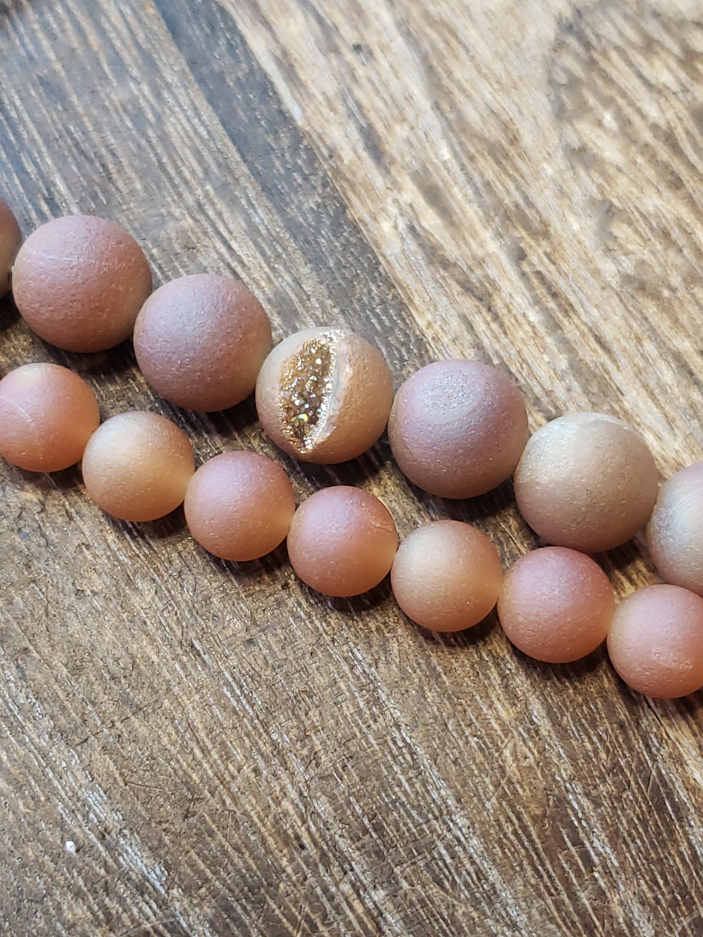 Sunset Druzy Agate Matte Beads