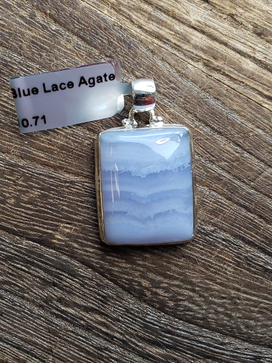 S.S. Blue Lace Agate Square Pendants