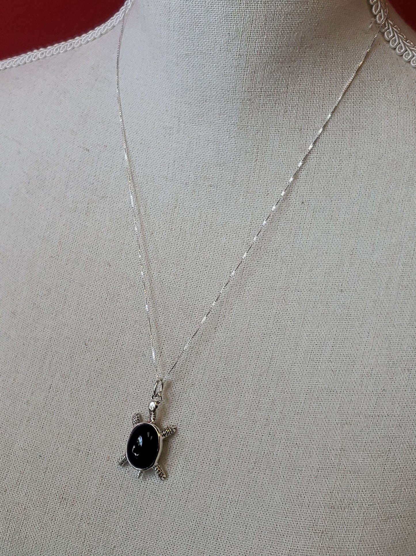 S.S. Black Onyx Turtle Pin/Necklace