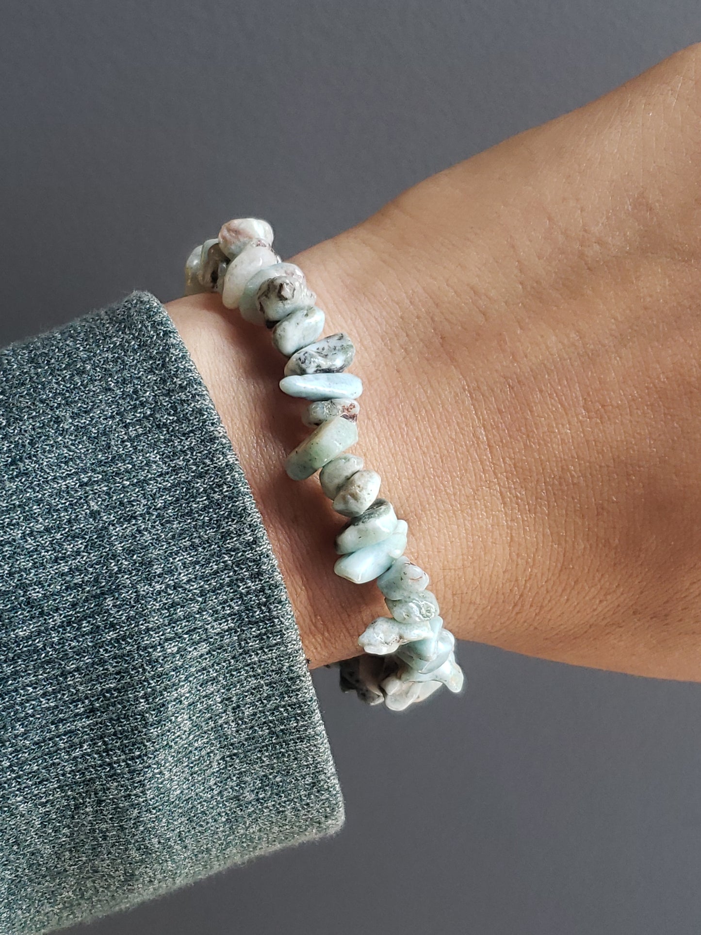 Larimar Chip Stretch Bracelet