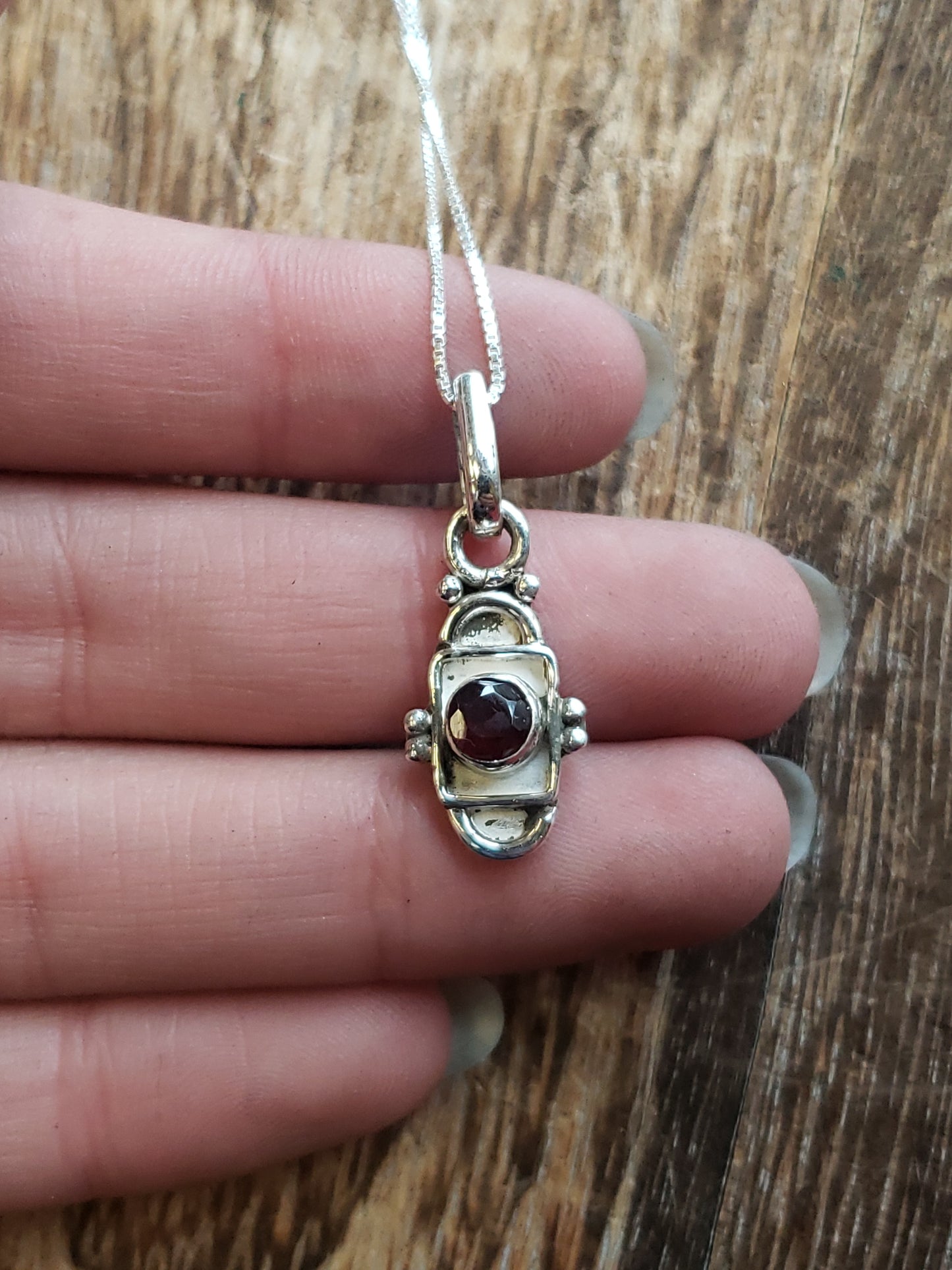 S.S. Garnet Charm Necklaces