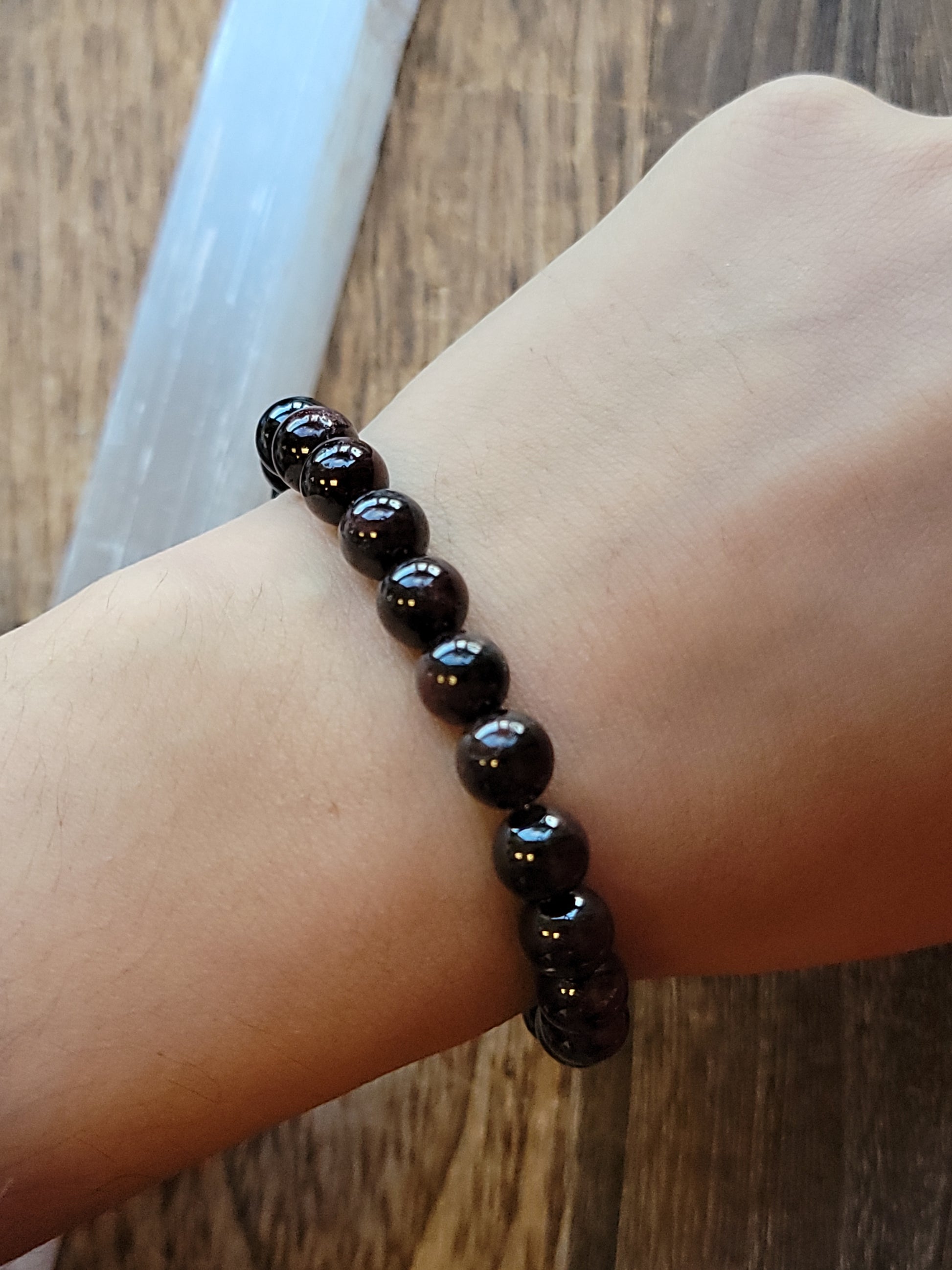 Handmade, genuine garnet bracelets available at wholesale and retail prices, only at our crystal shop in San Diego!