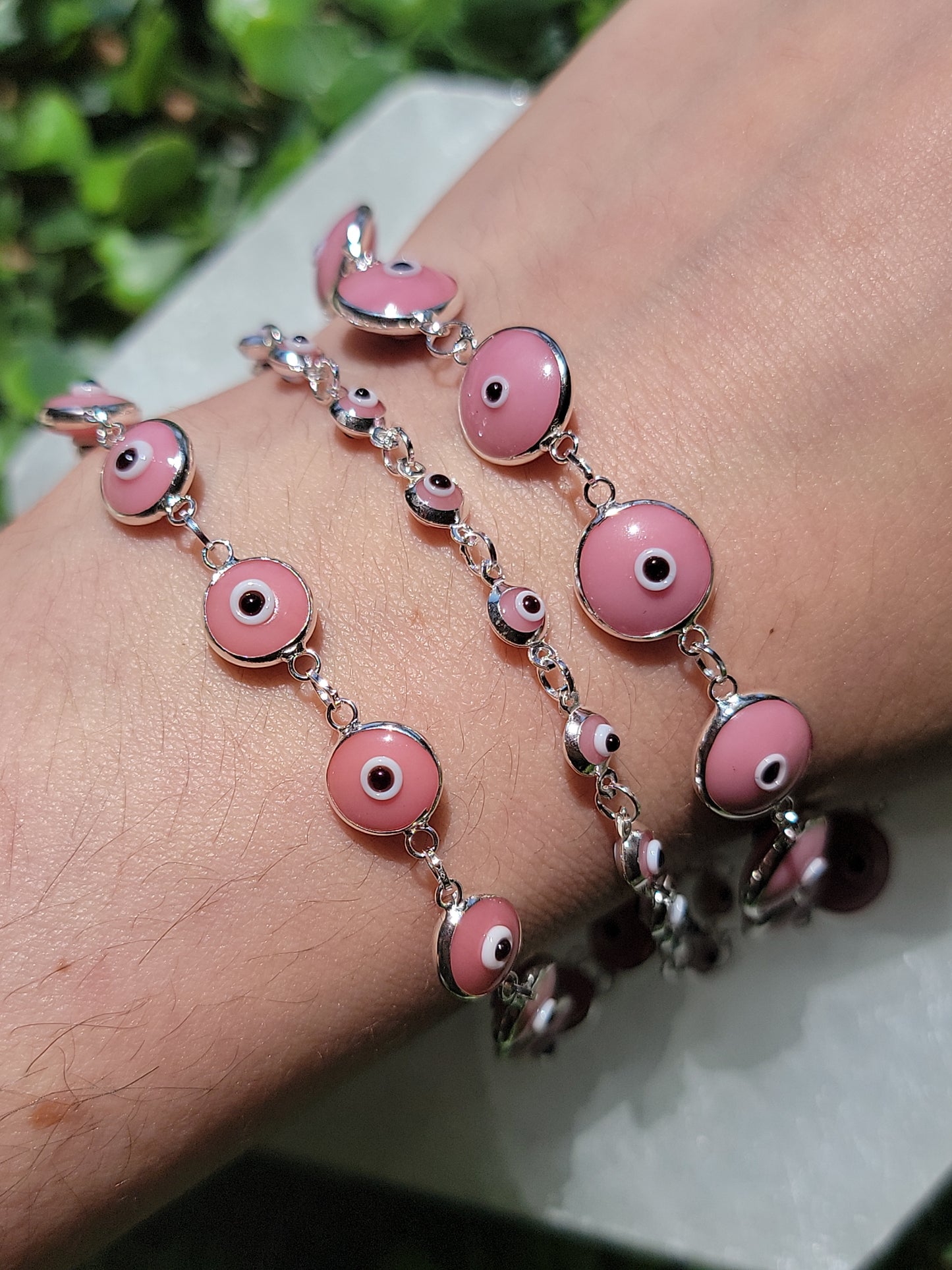 Sterling silver evil eye bracelet available at wholesale and retail prices, only at our crystal shop in San Diego!
