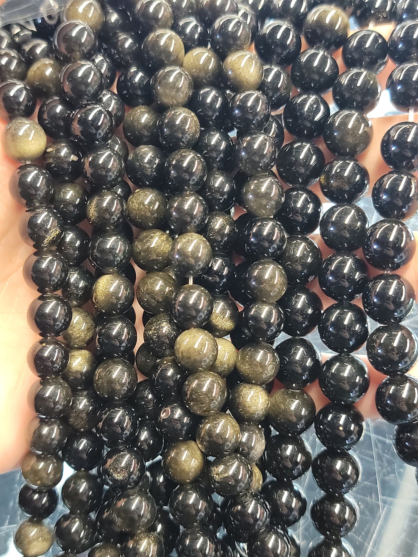 Golden Sheen Obsidian Beads