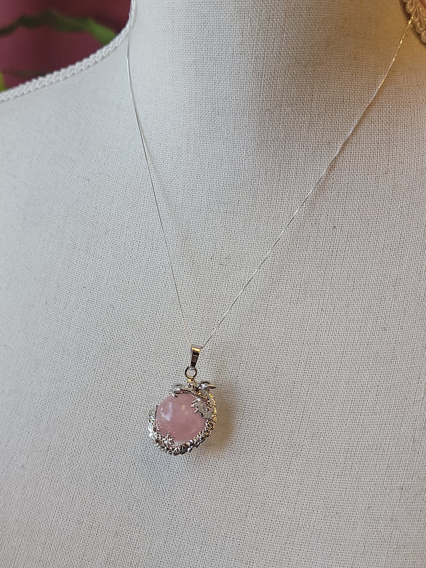S.S. Rose Quartz Dragon Necklaces