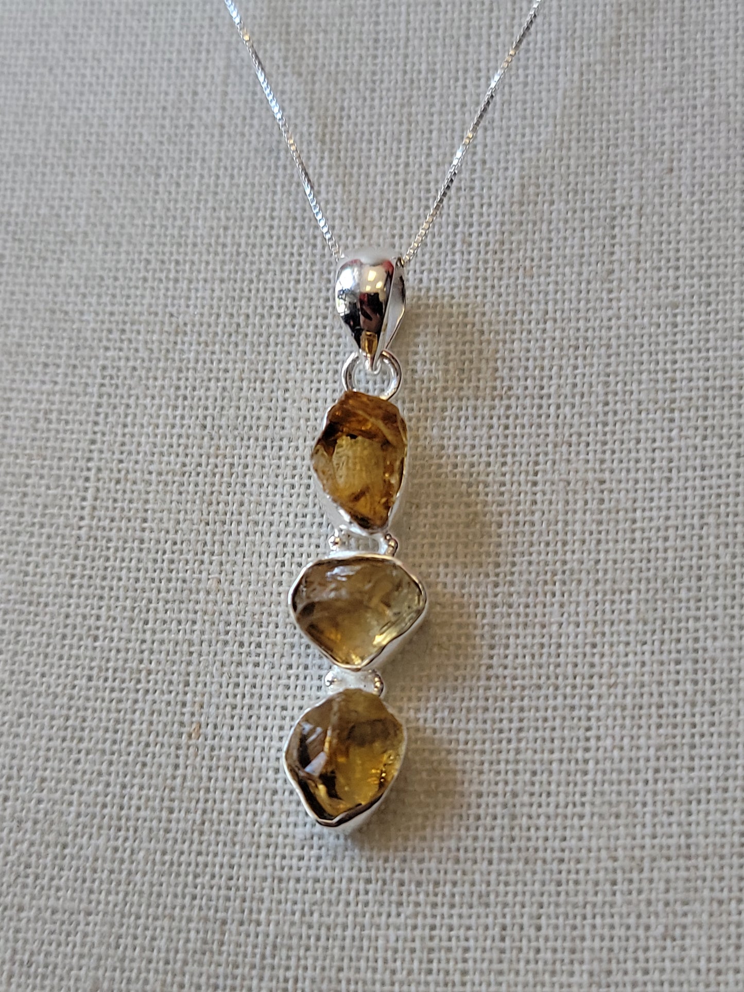 S.S. Raw Citrine Tristone Necklaces