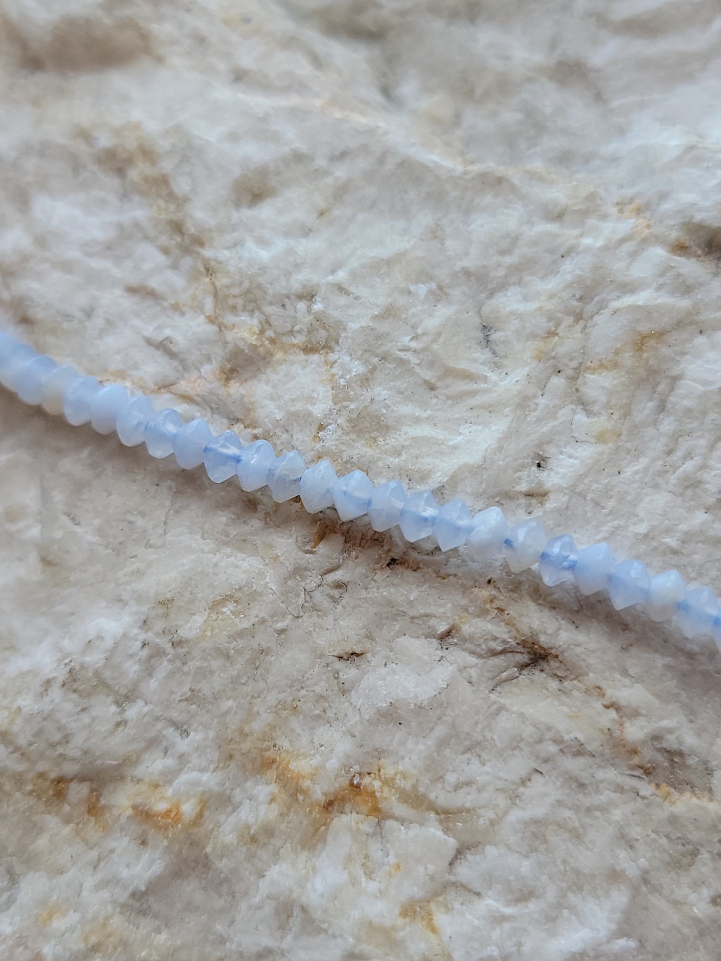 Crafting supplies such as faceted blue lace agate beads available at wholesale and retail prices, only at our crystal shop in San Diego!