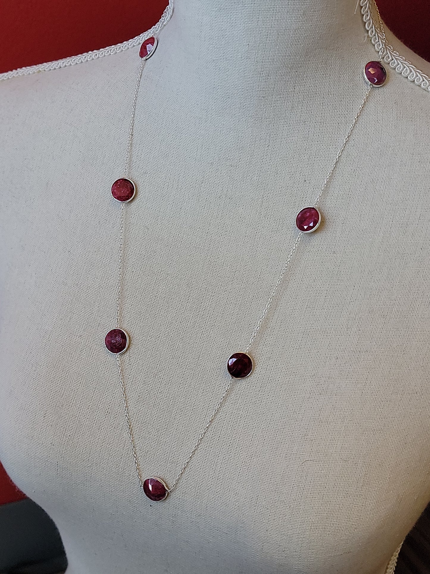 S.S. Faceted Round Cut Ruby Necklaces