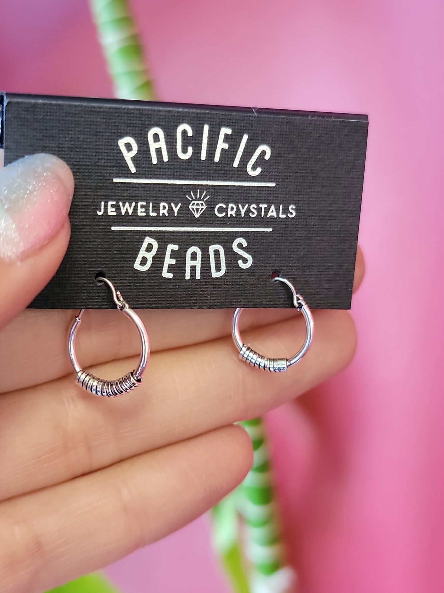 Pacific Beads handcrafted mini hoops