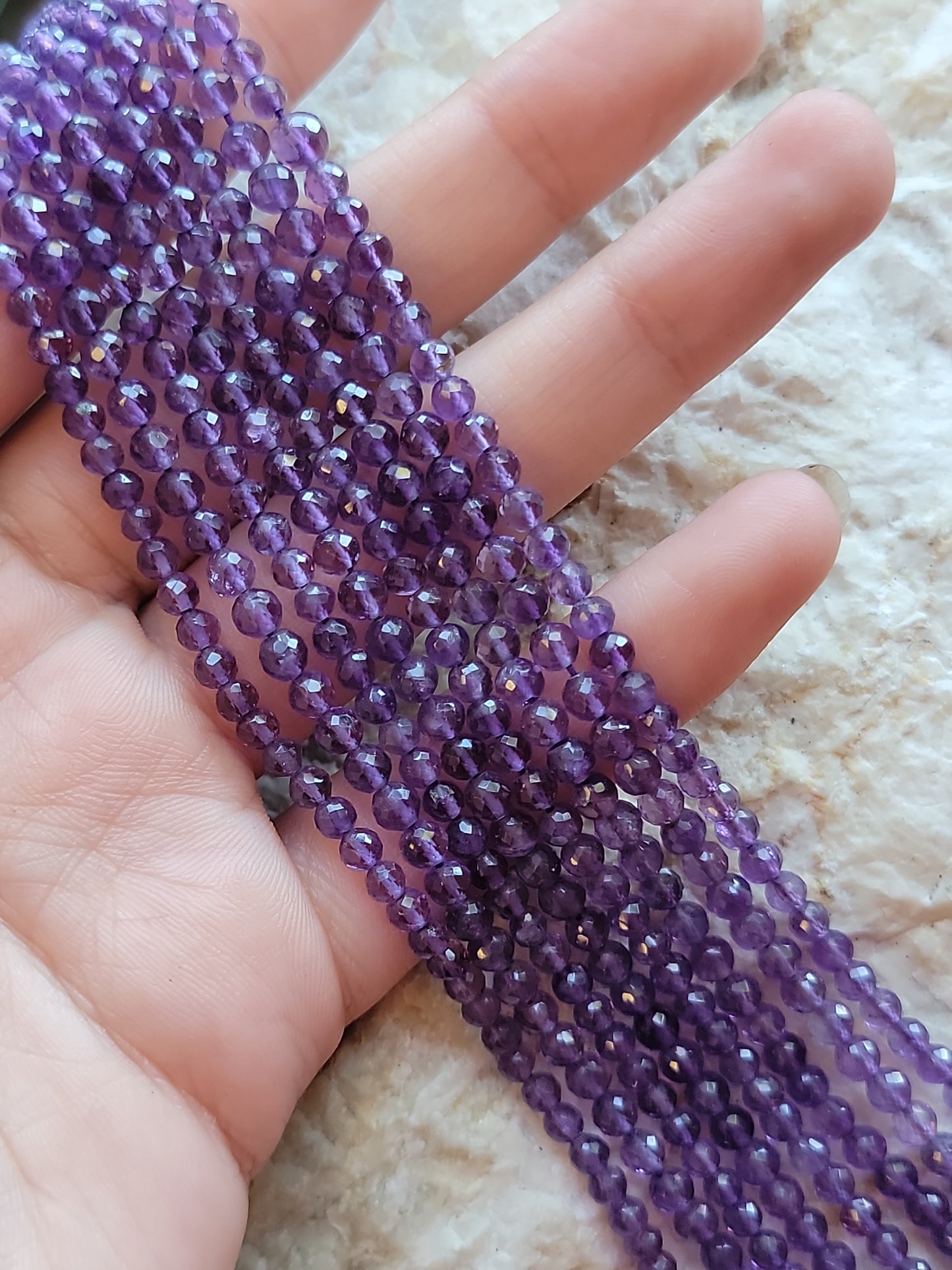 Crafting supplies such as faceted amethyst beads available at wholesale and retail prices, only at our crystal shop in San Diego!