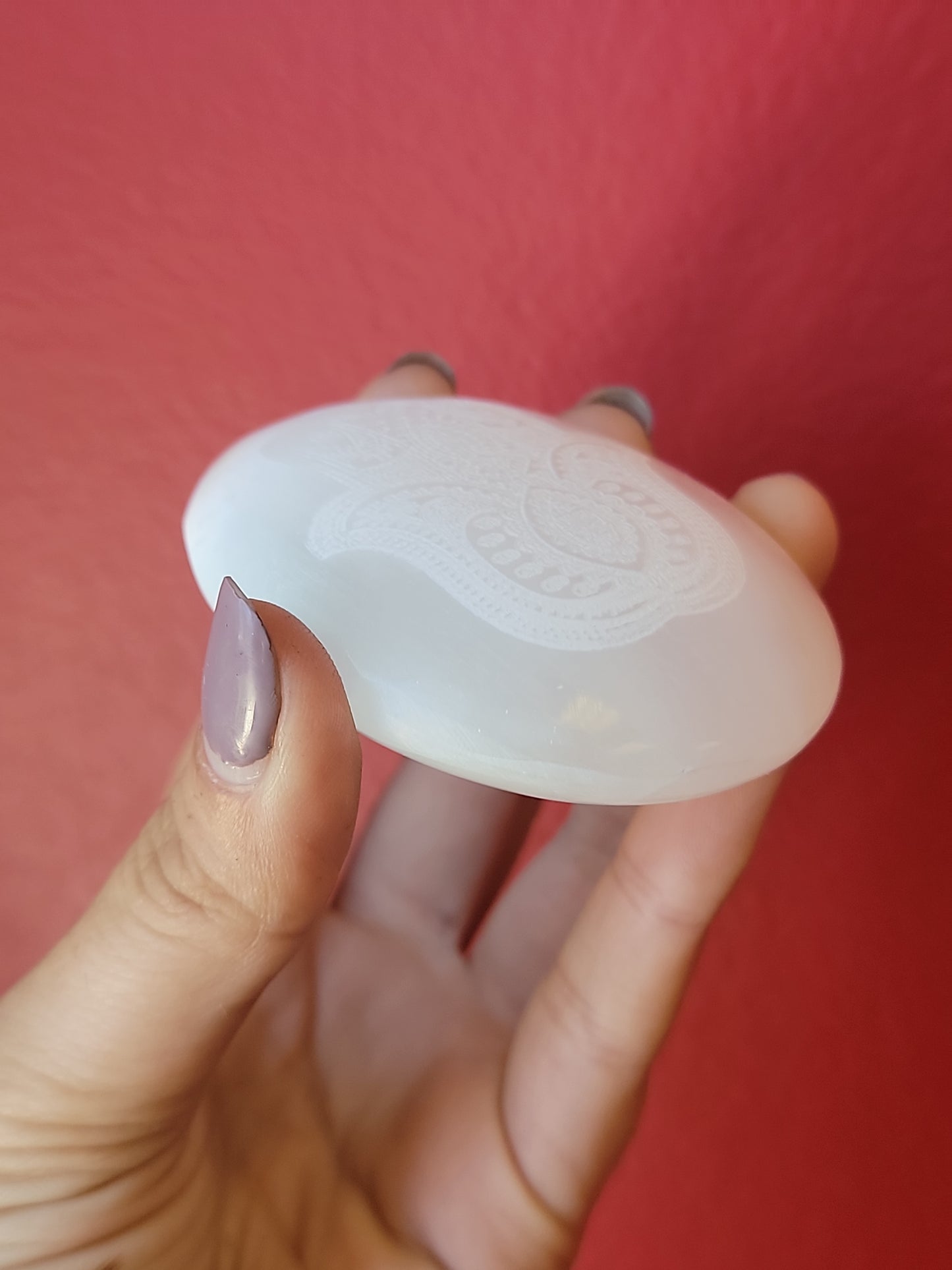 Selenite Hamsa Palmstones