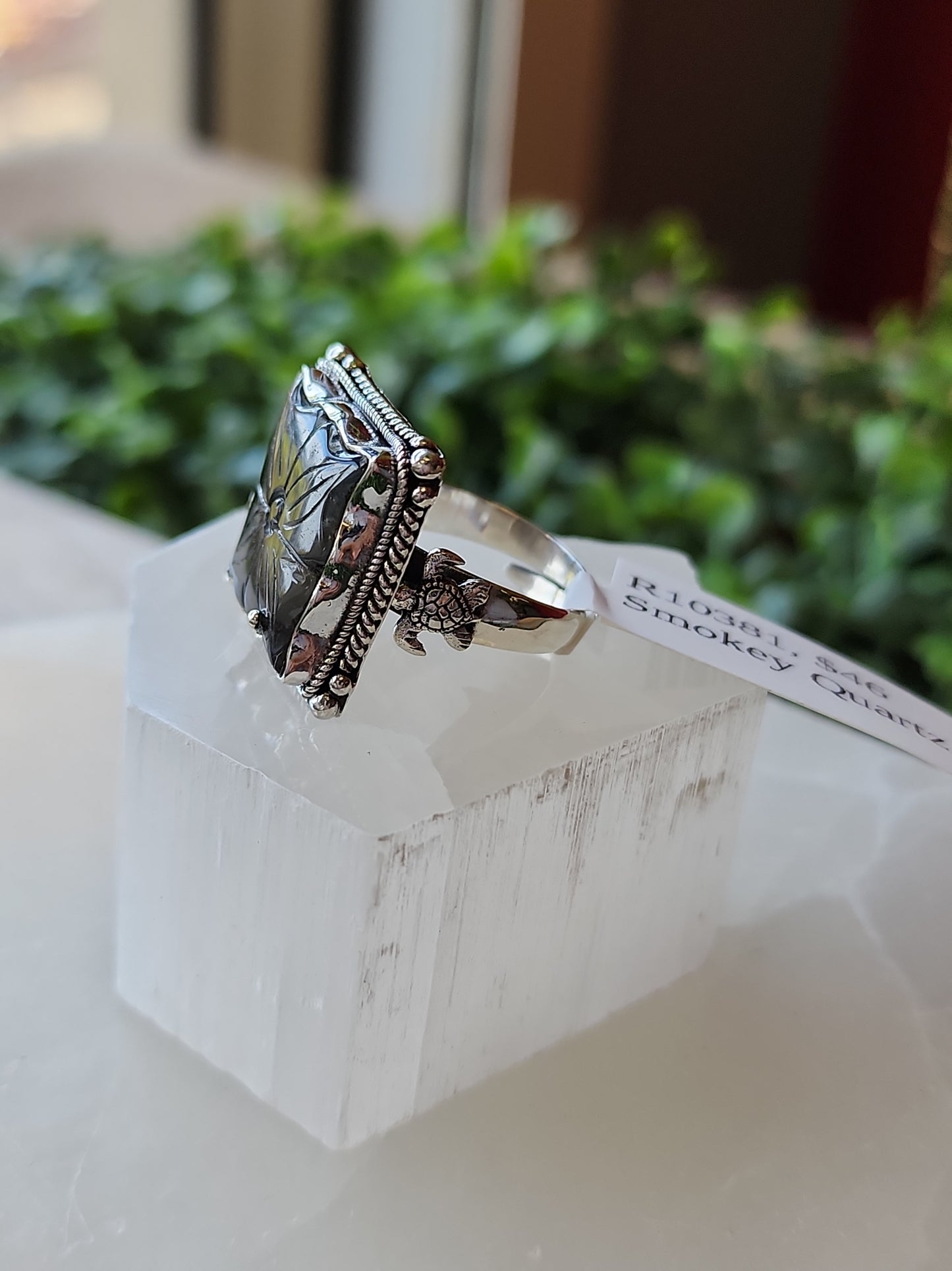 S.S. Shlomo Carved Smokey Quartz Adjustable Rings