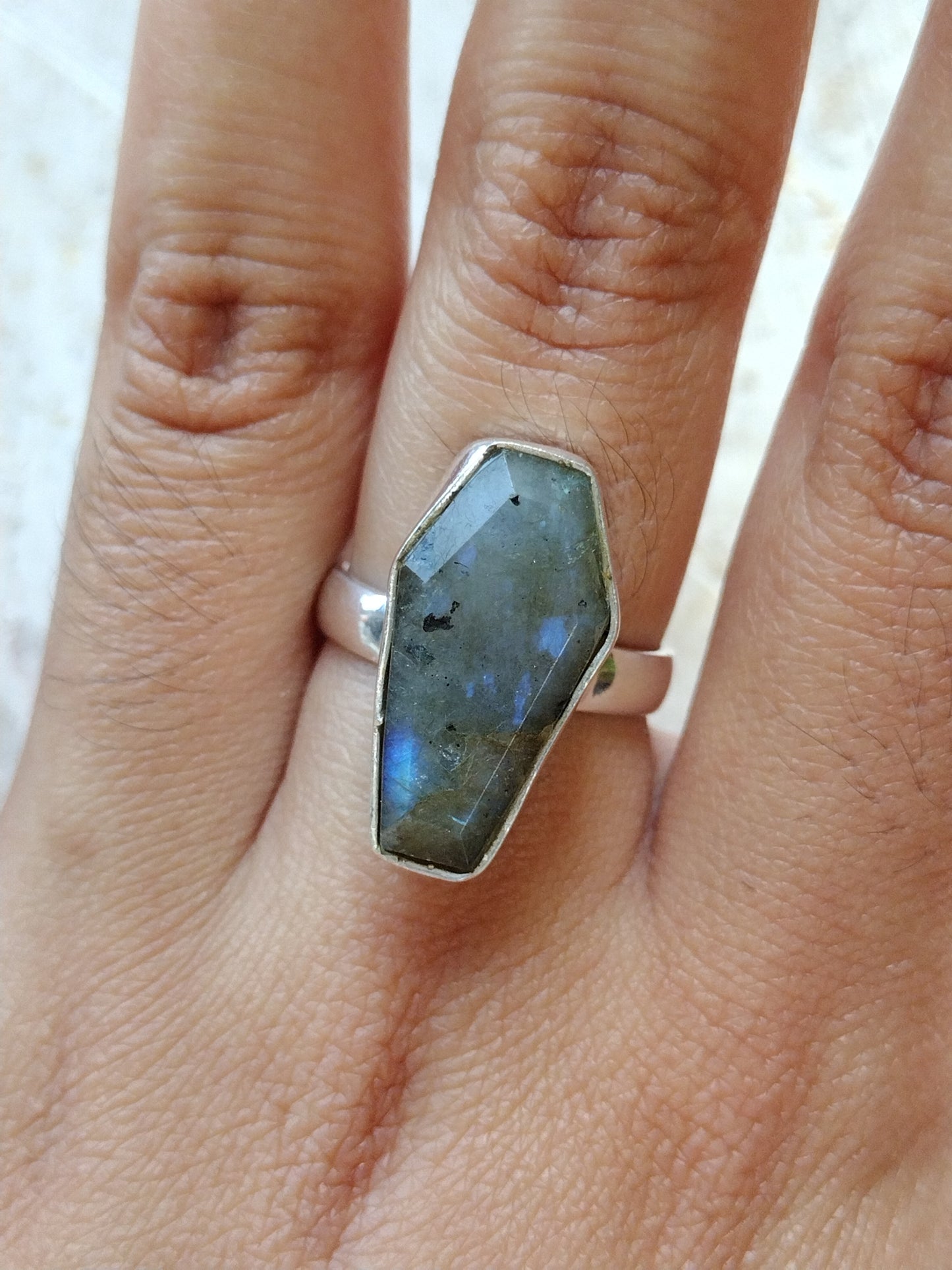 S.S. Labradorite Coffin Rings