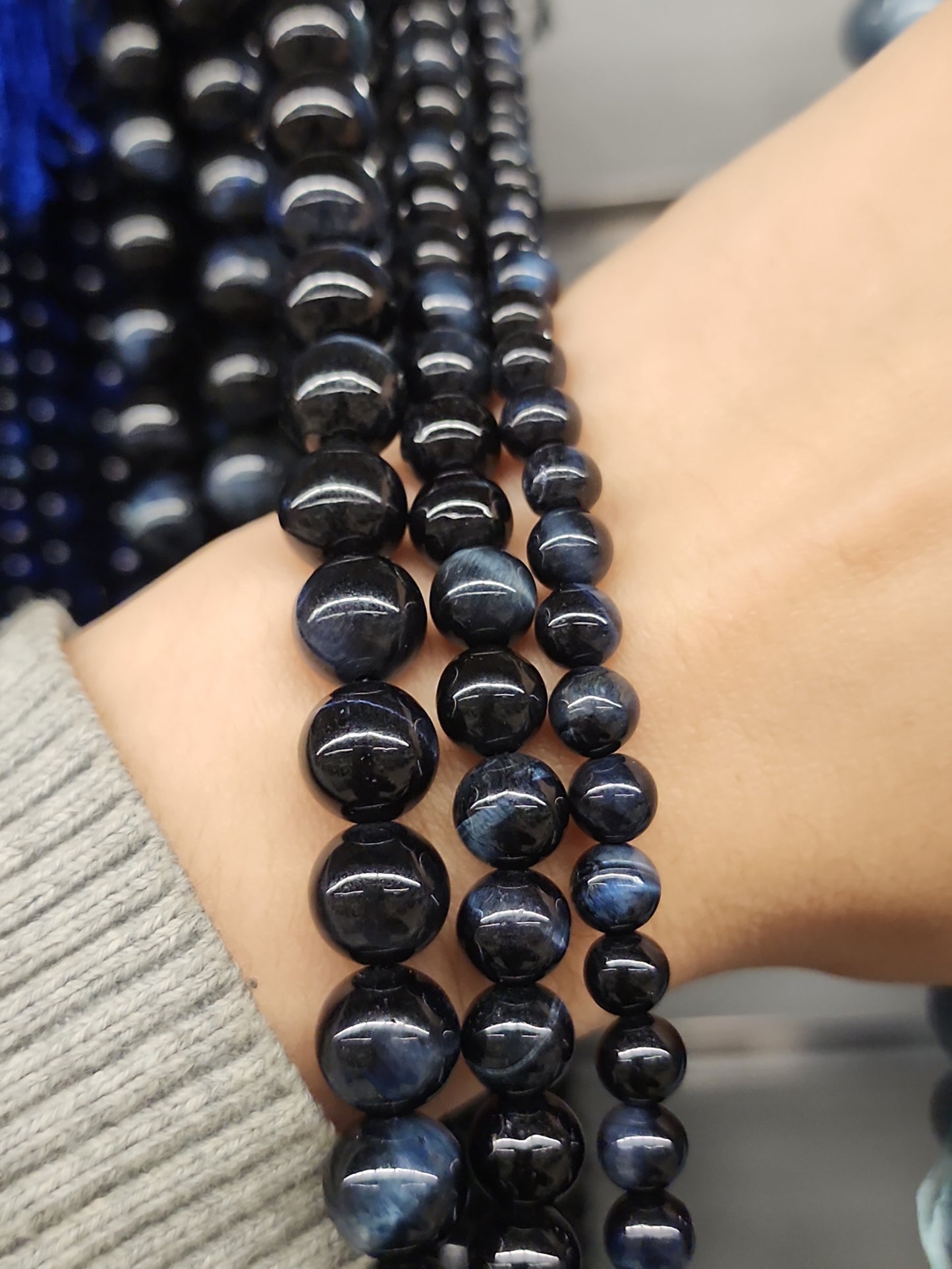 Natural Blue Tiger Eye Beads
