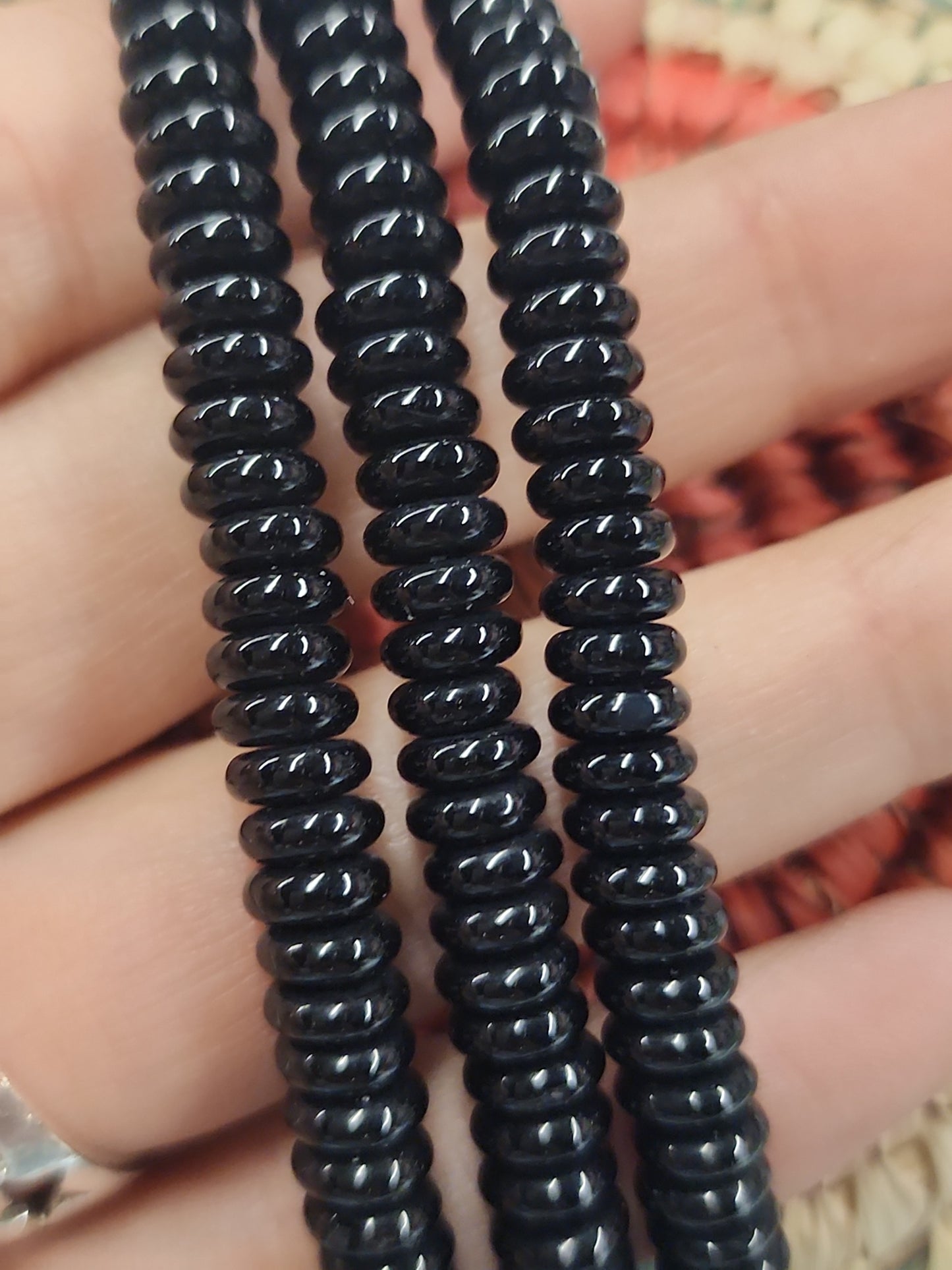 Black Onyx Rondelle Beads